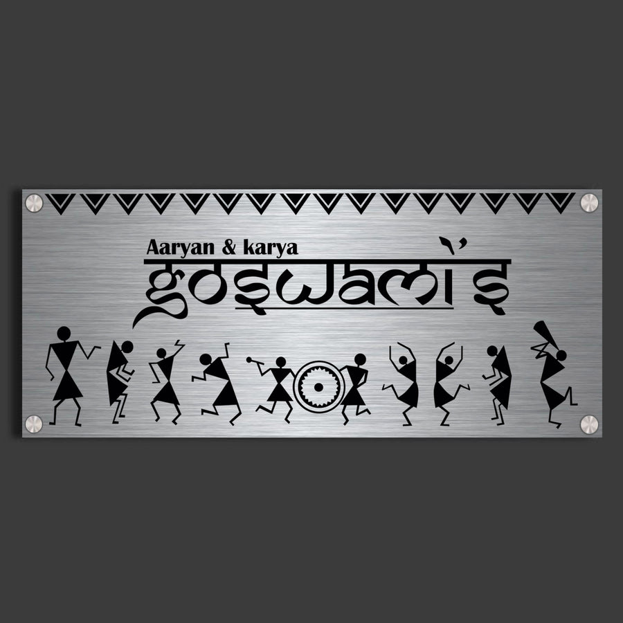 Warli Vista Name Plate - 6x15 inch