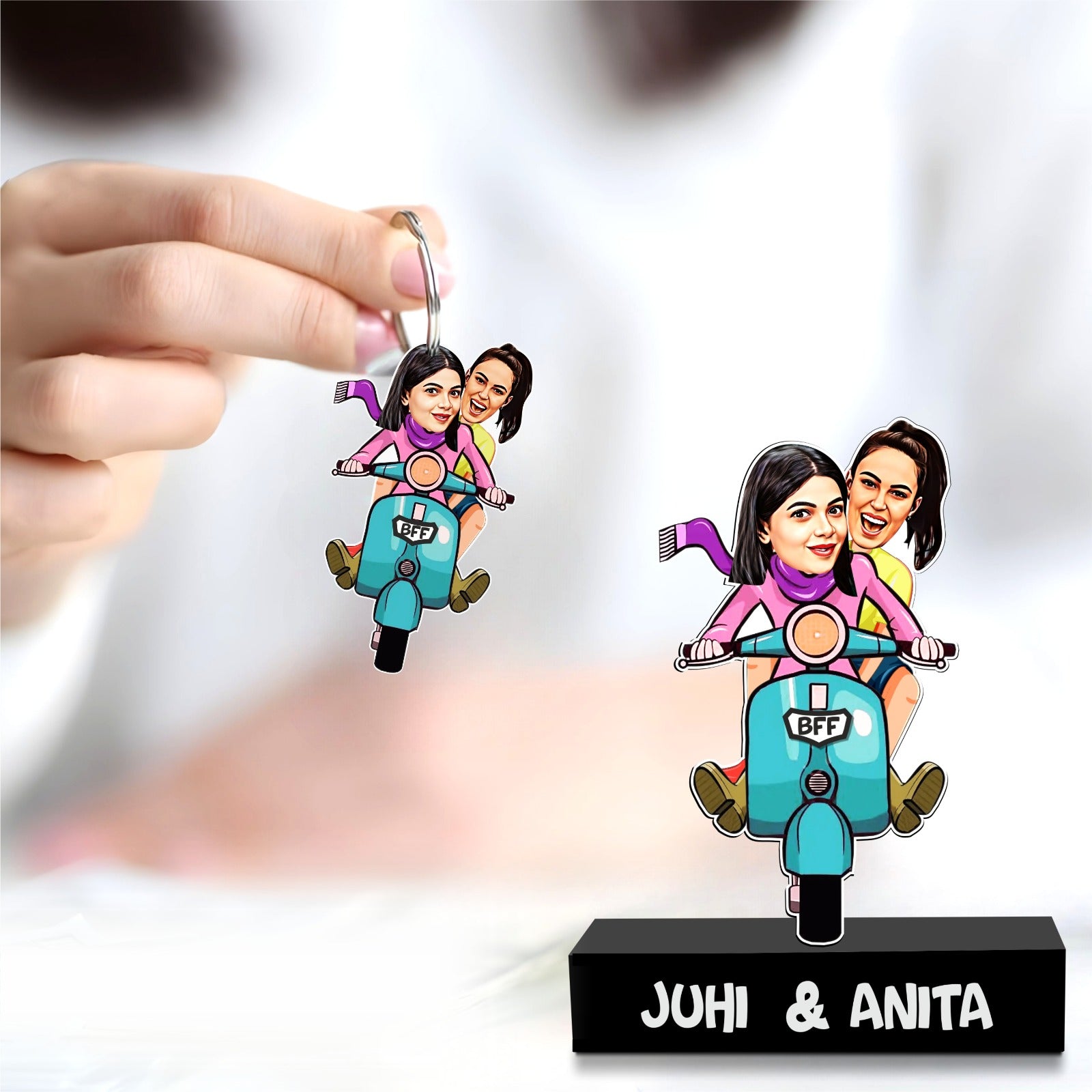 Gift for BFF – Personalized Caricature with keychain