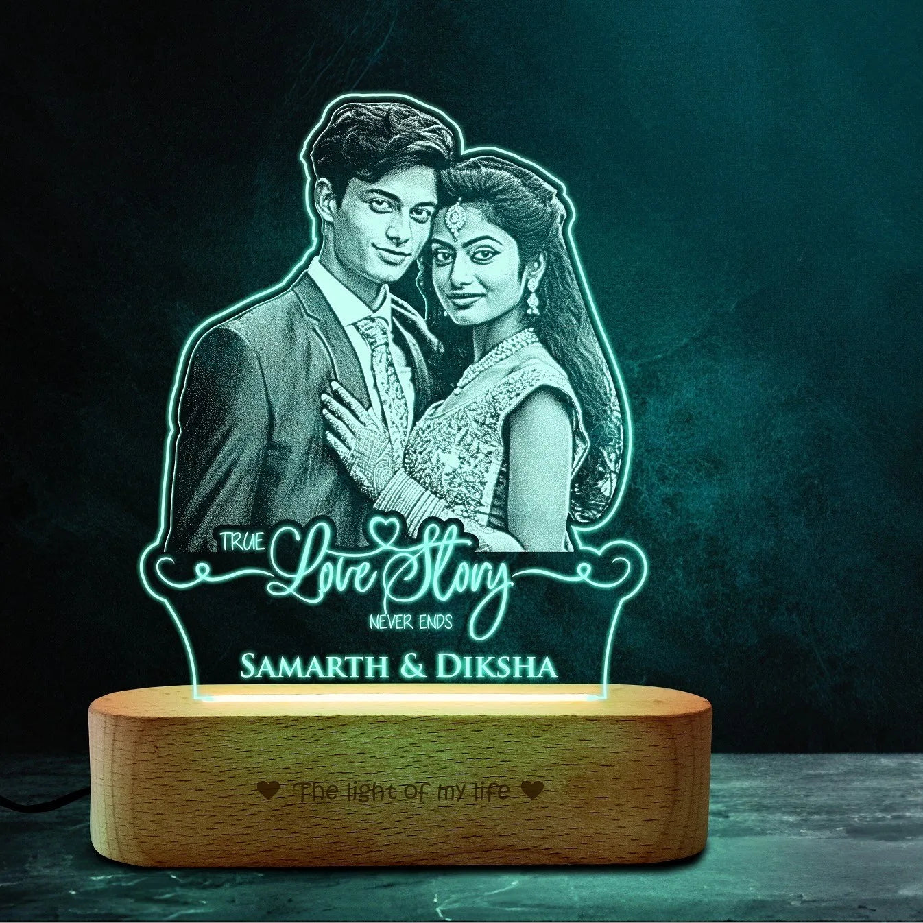 A Love Story Lamp – Personalized Wedding Gift for Couple with Photo & Names