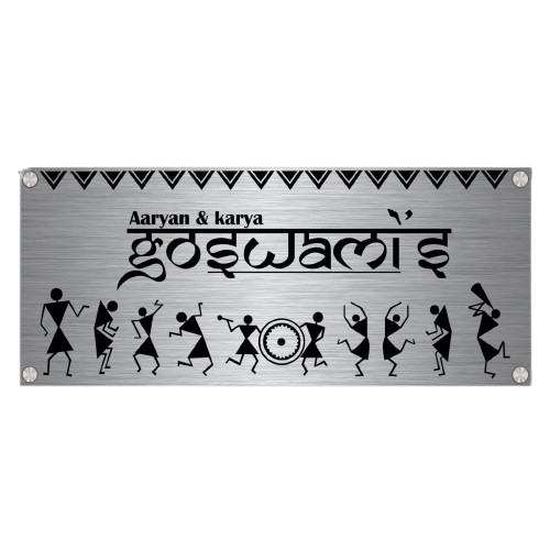 Warli Vista Name Plate - 6x15 inch