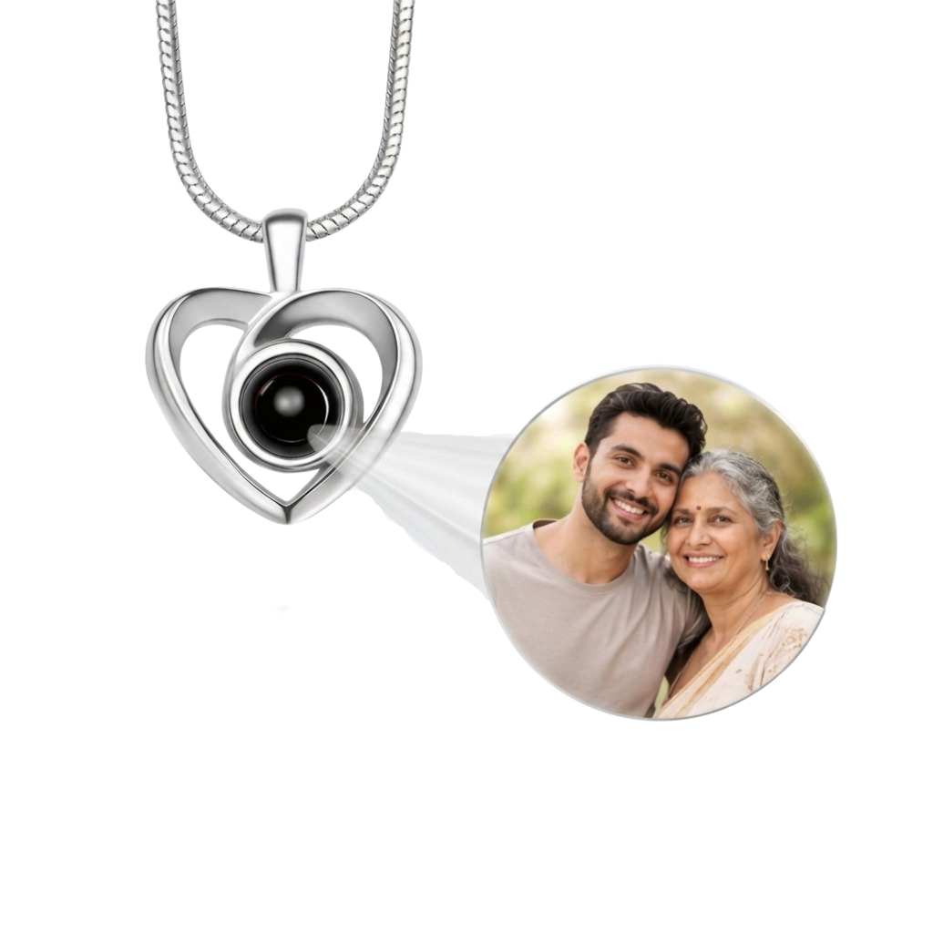 My World, With Me- Personalized Photo Necklace for Mom | Hidden Picture Projection Necklace | Gift for Mom from Kids | Custom Photo Jewellery
