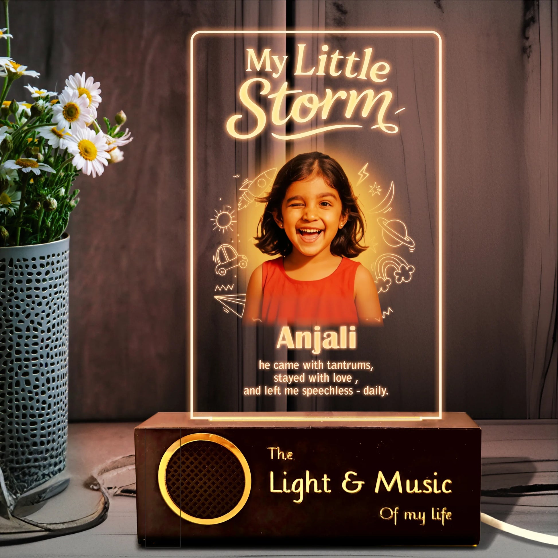 My Little Storm - Customized Gift for Small Sister | Personalized LED Acrylic Photo Lamp with Name