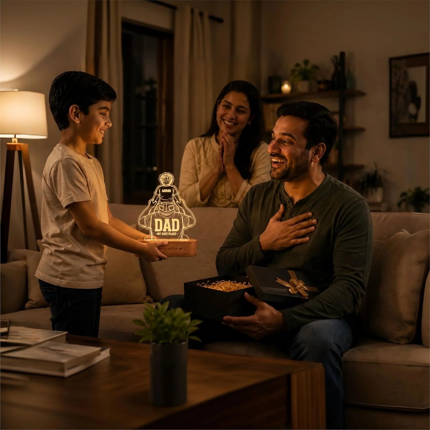 The World You Showed Me – Personalized Dad Lamp