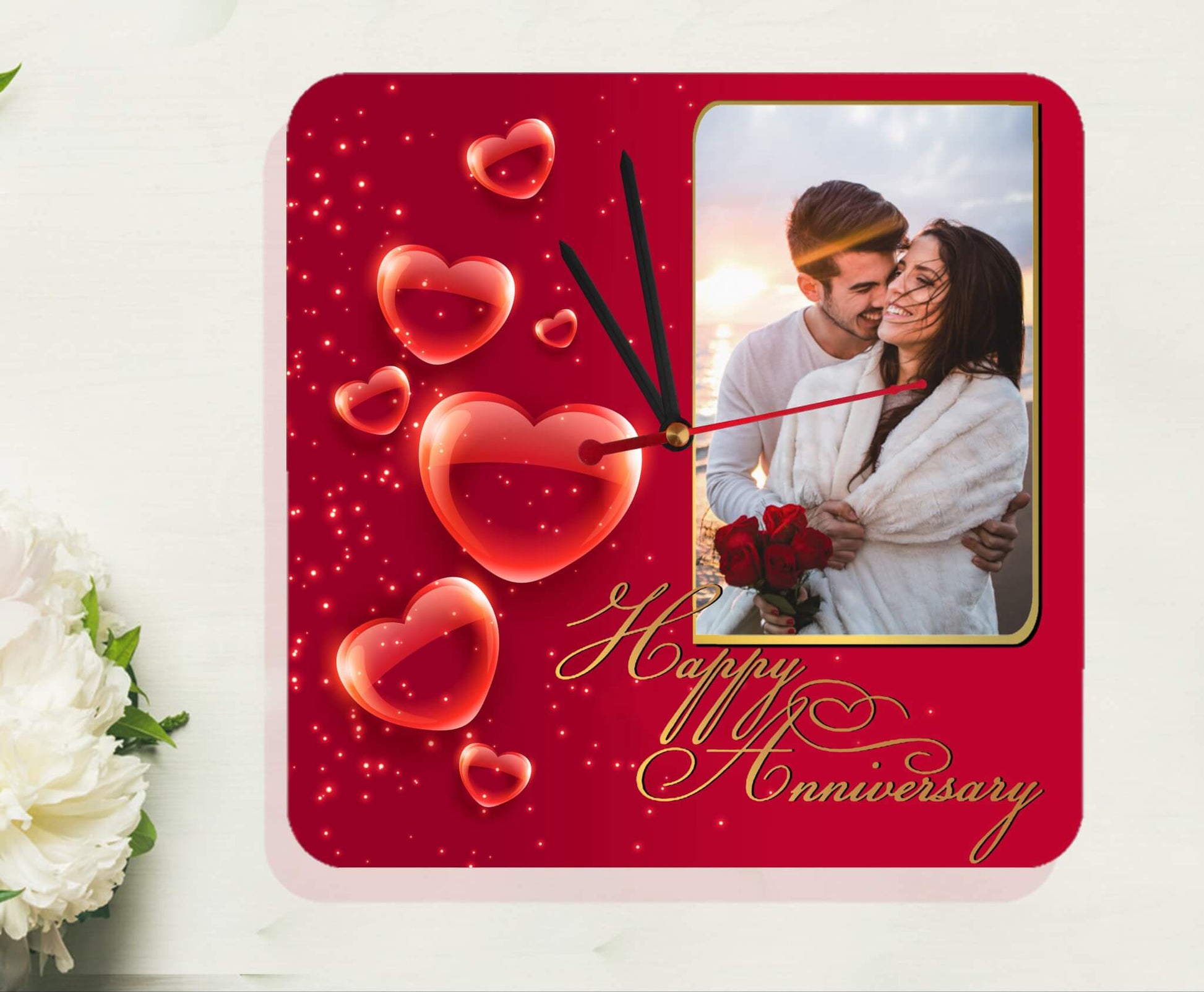 Nuptial bliss photo frame clock