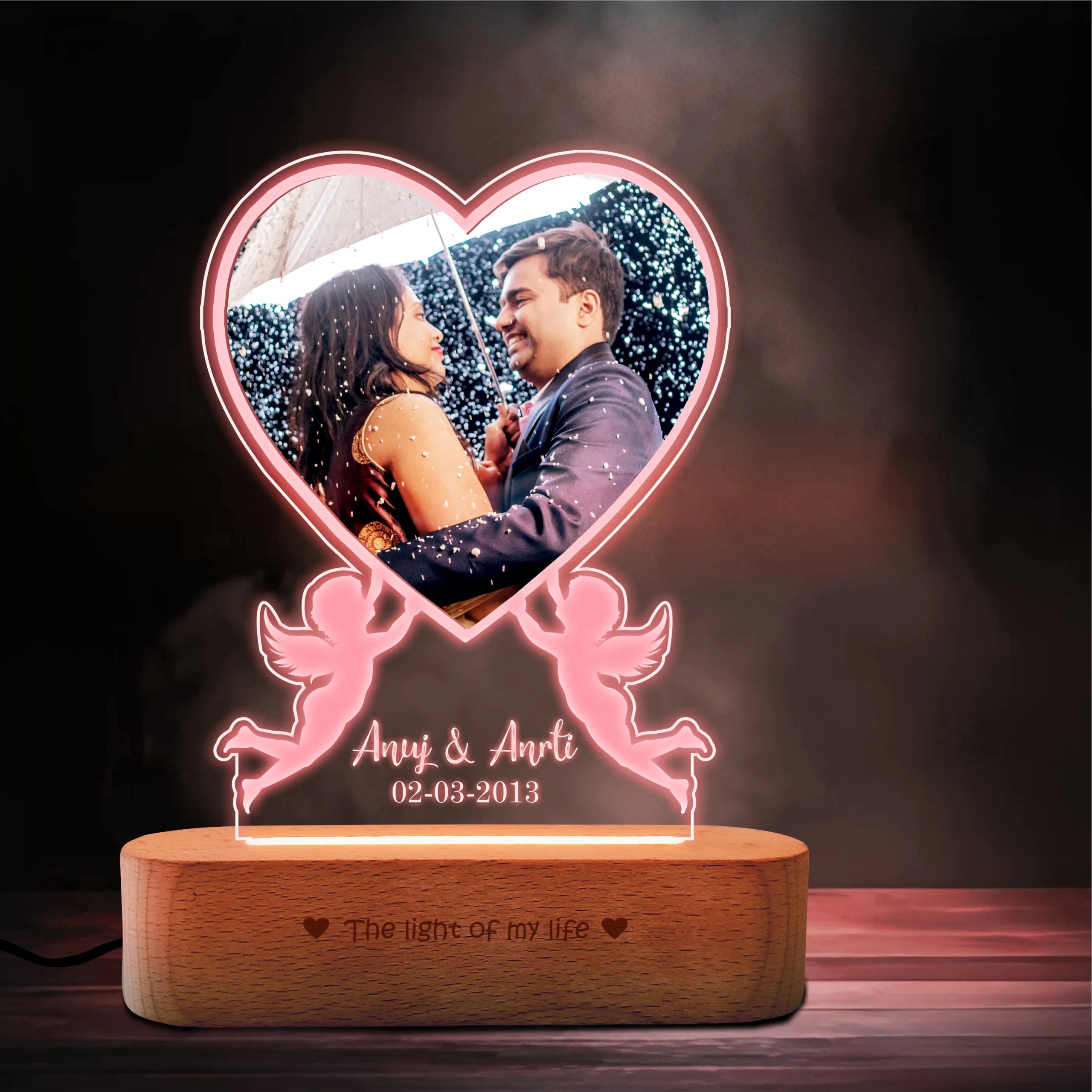 Illuminate Your Love Story with the Acrylic Photo Lamp - Engraved Cupid Edition Anniversary Gift