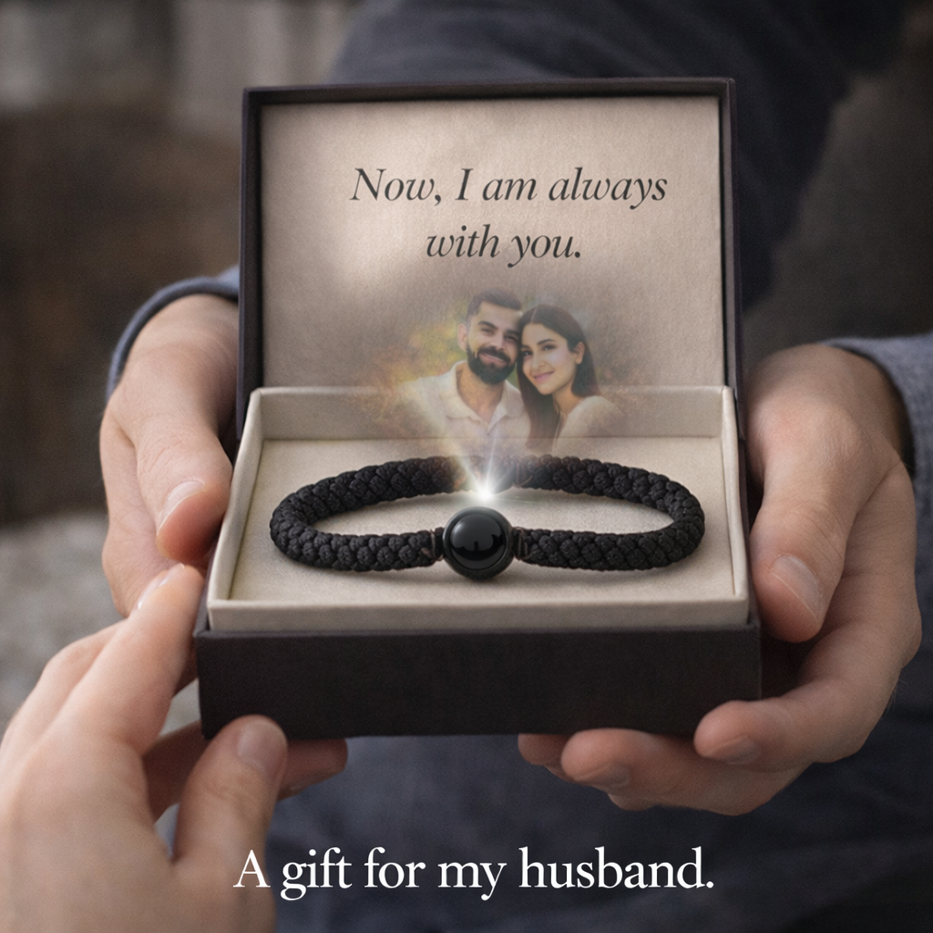 Zoci Voci Orbit - Photo Projection Bracelet for Couples – Hidden Picture Inside | Waterproof Stainless Steel Memory Bracelet | Gift for Husband, Wife & Anniversary