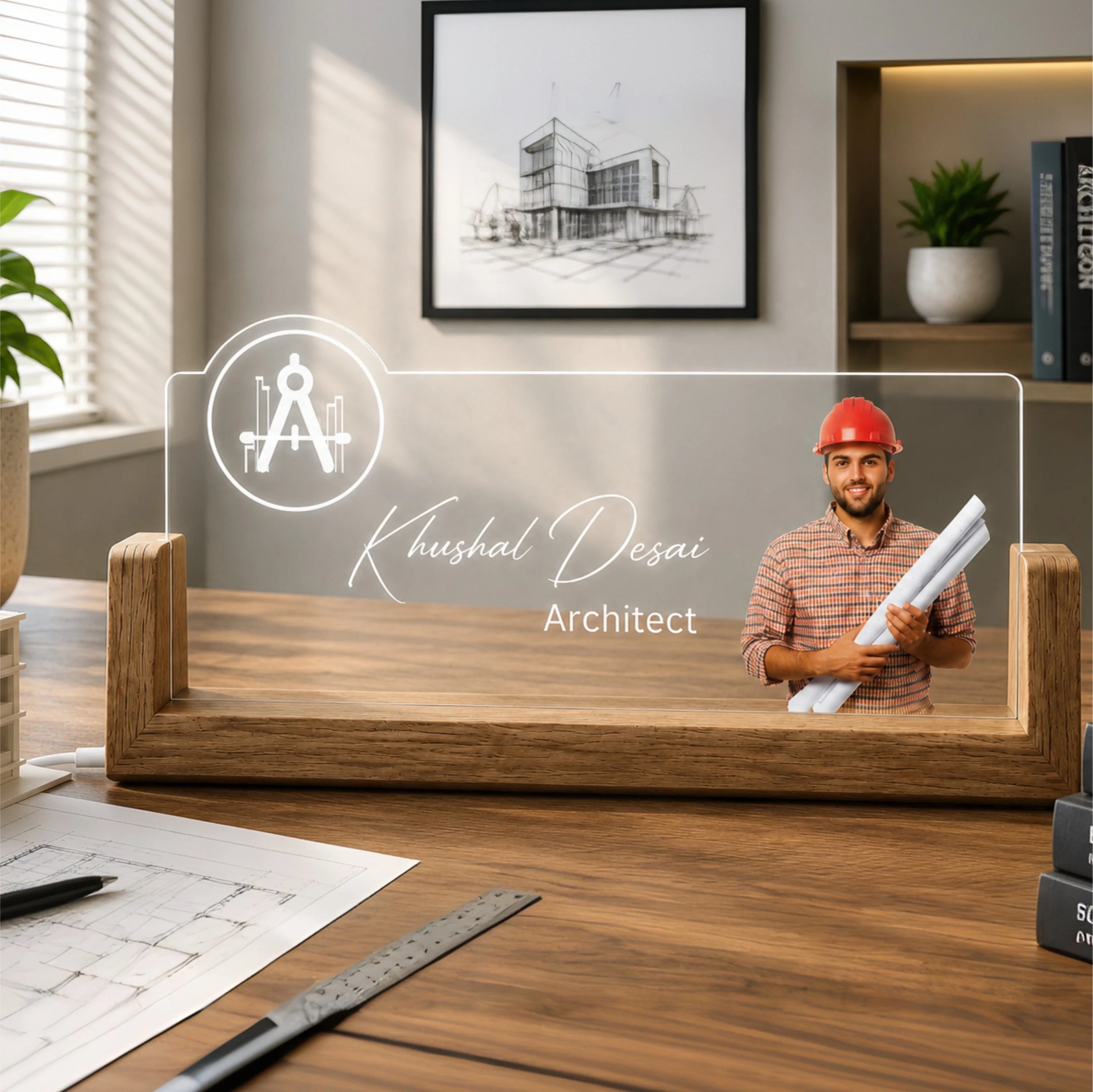 Personalized Architect LED Name Lamp | Custom Office Desk Decor