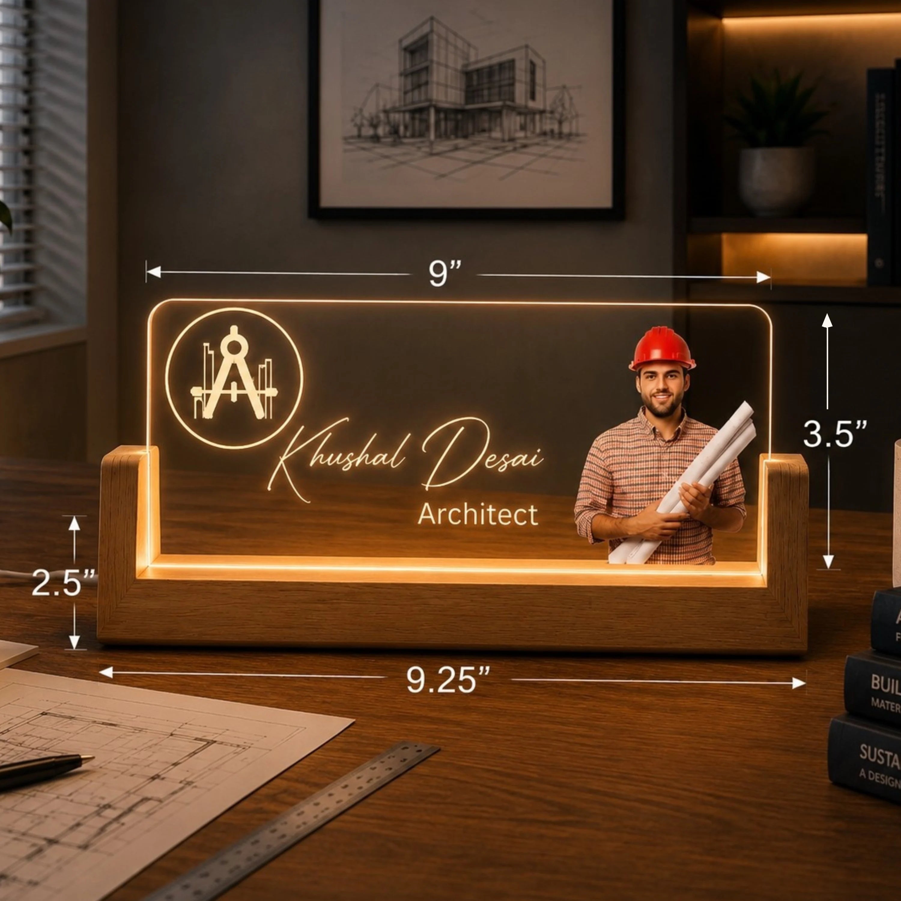 Personalized Architect LED Name Lamp | Custom Office Desk Decor