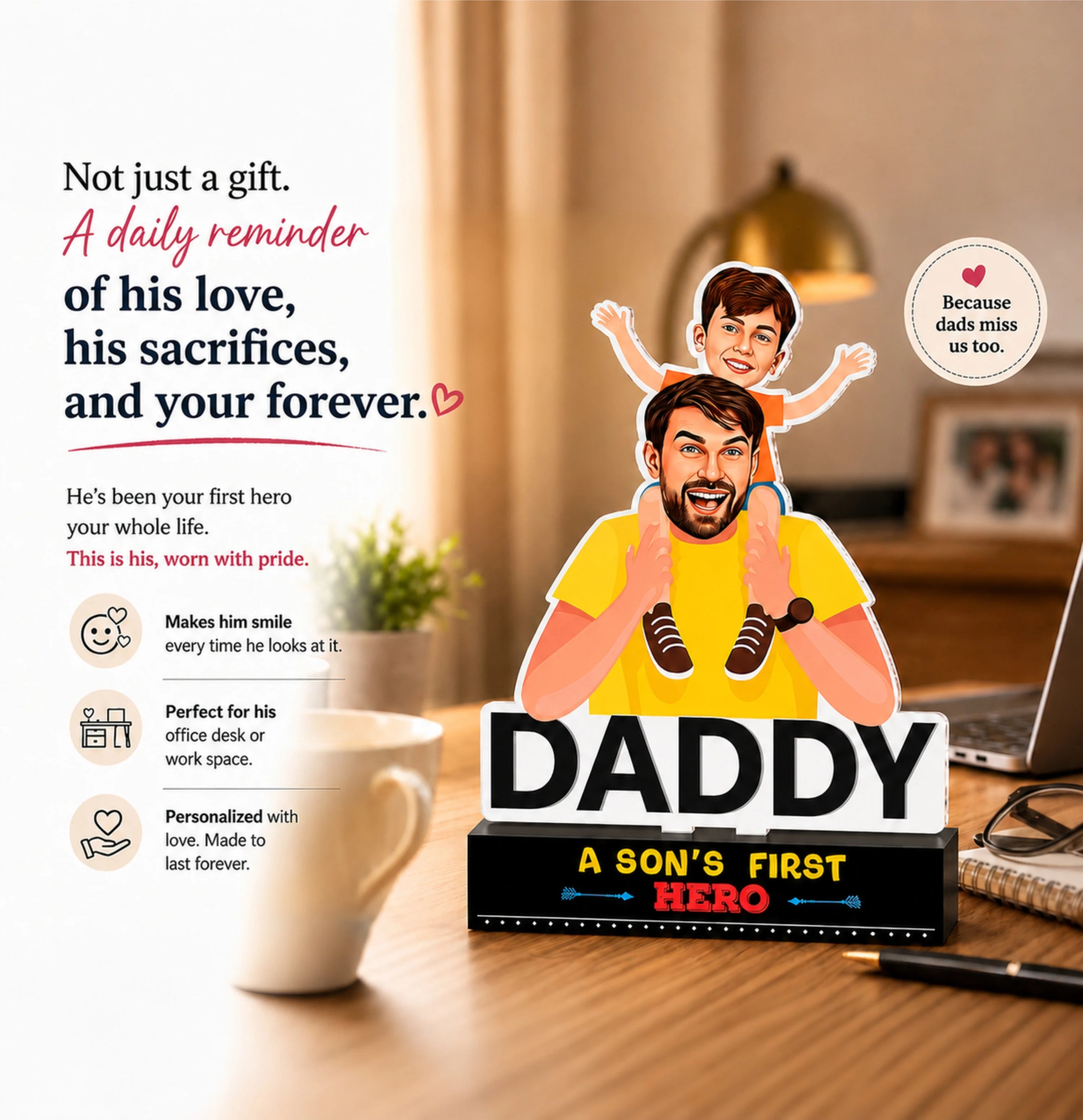 Caricature Personalized Gifts for Papa | Cool Customized Funny Birthday Gifts for Men from Wife, Gifts for Grandpa