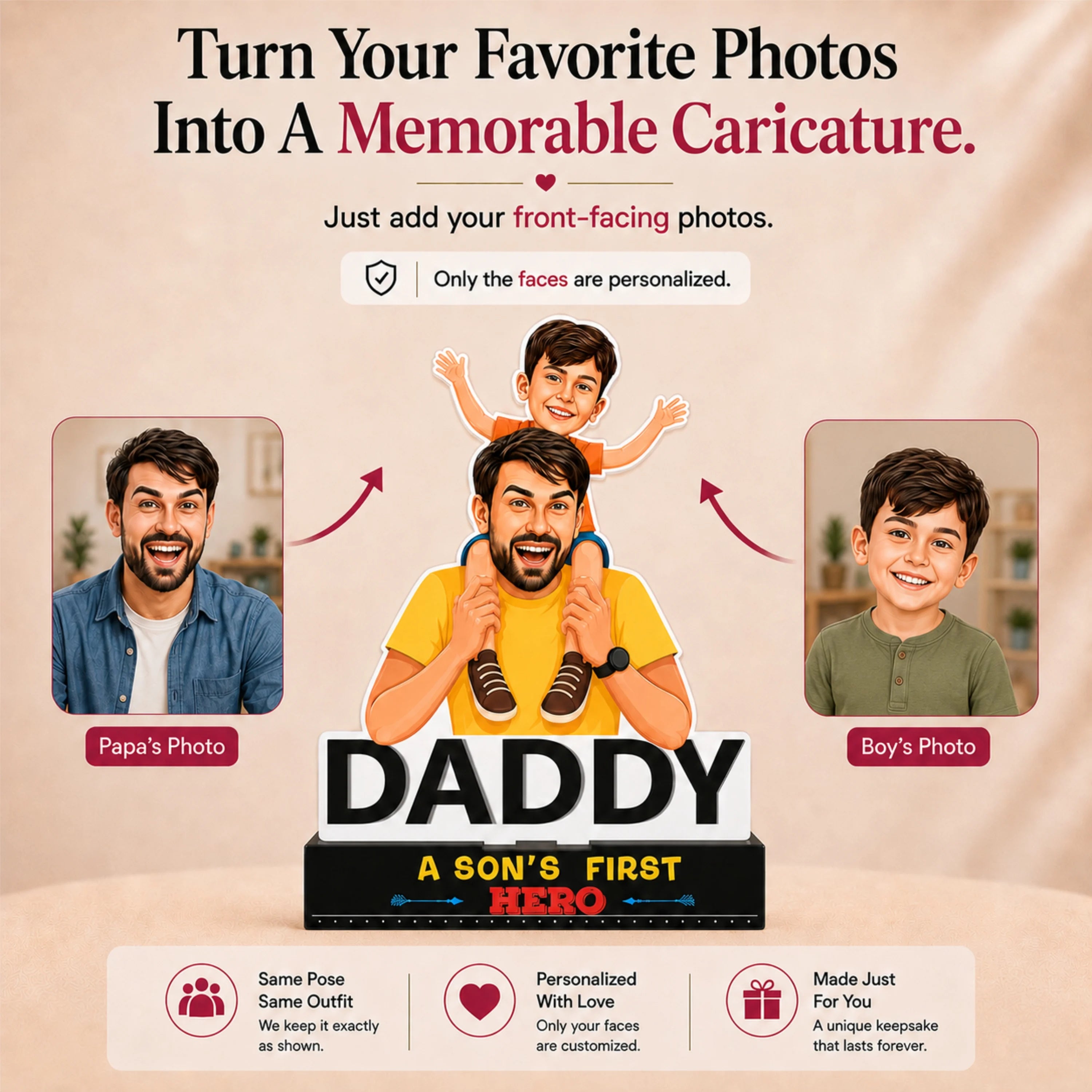 Caricature Personalized Gifts for Papa | Cool Customized Funny Birthday Gifts for Men from Wife, Gifts for Grandpa