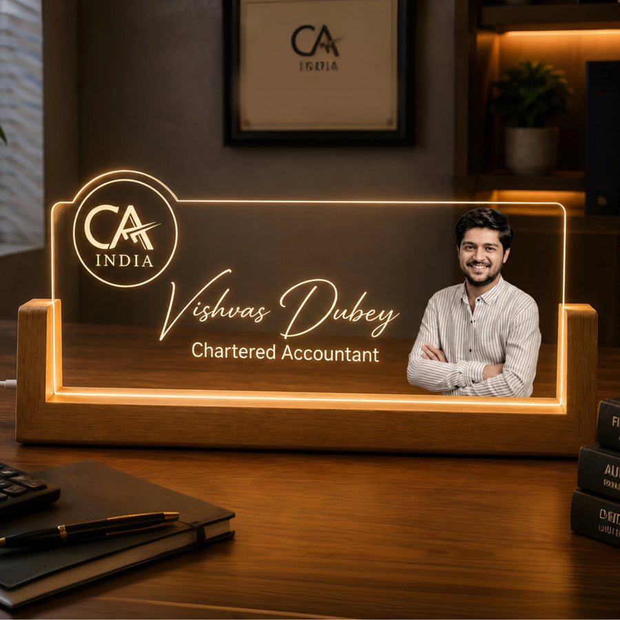 Personalized Chartered Accountant LED Name Lamp | Custom CA Office Desk Decor