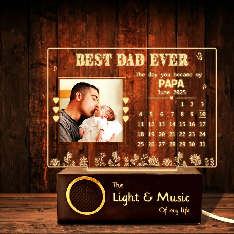Personalized Lamp for New Dad – First Father’s Day Gift with Baby’s Birthdate Calendar & Printed Photo