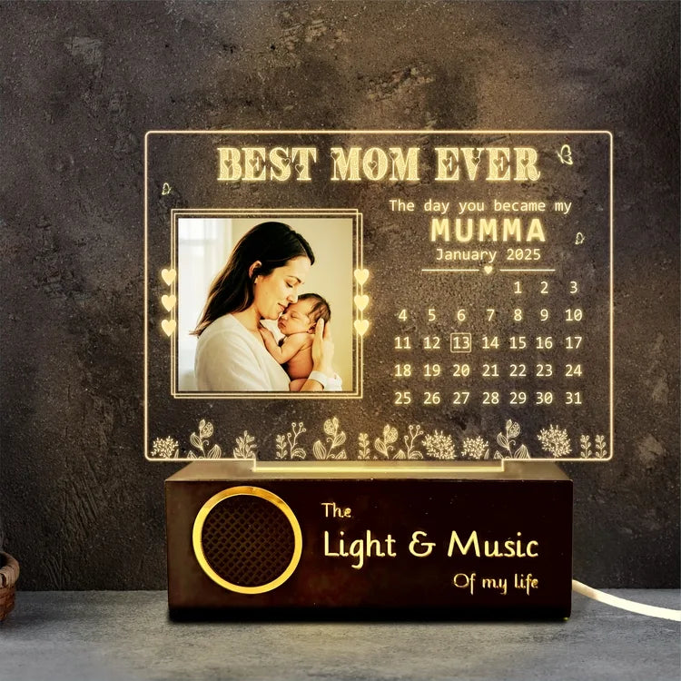 Personalized Gift for New Mom – Custom Engraved Acrylic Lamp with Baby’s Birthdate & Photo