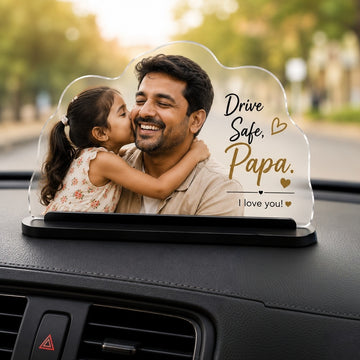 Personalized Drive Safe Papa Car Dashboard Photo Frame for Dad