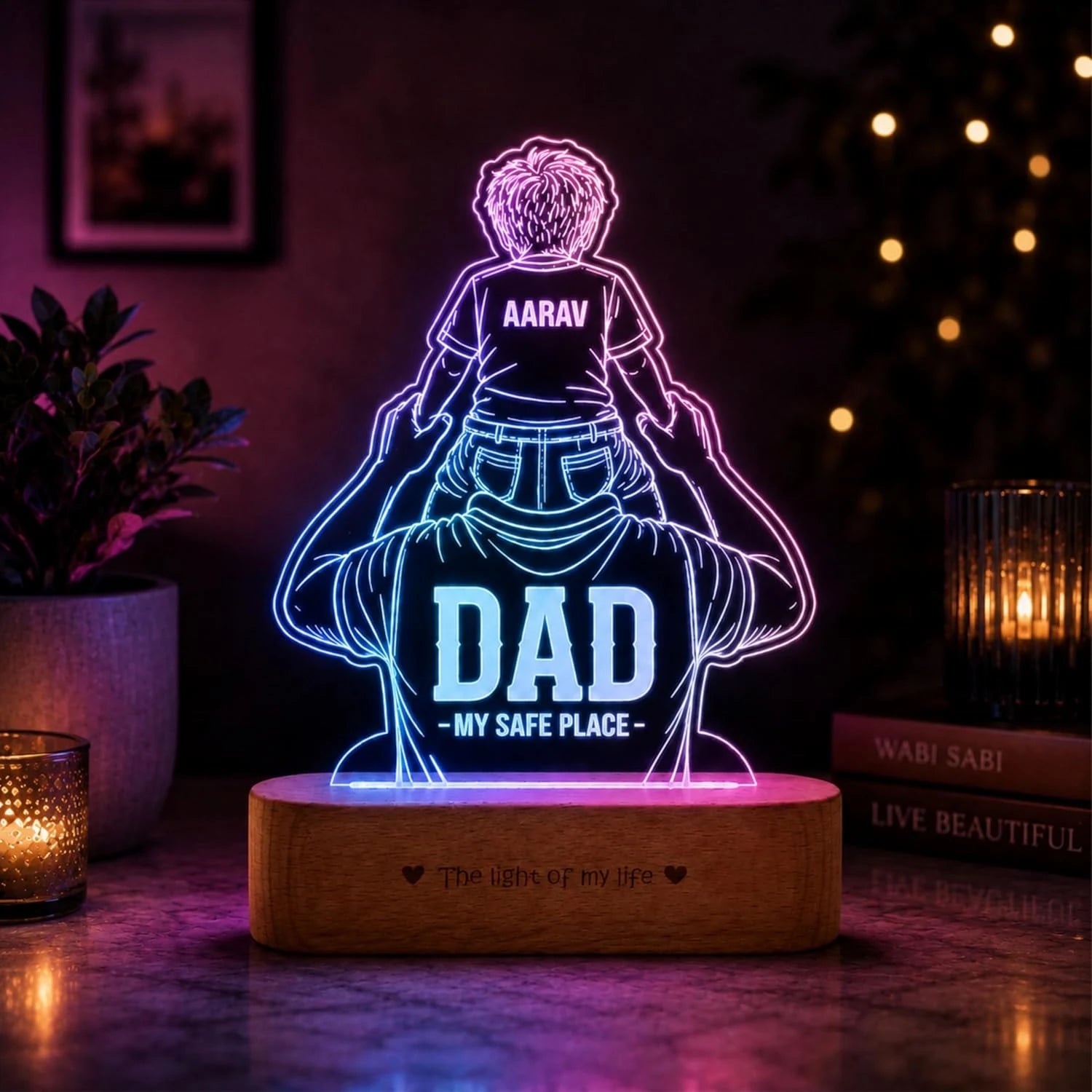 The World You Showed Me – Personalized Dad Lamp