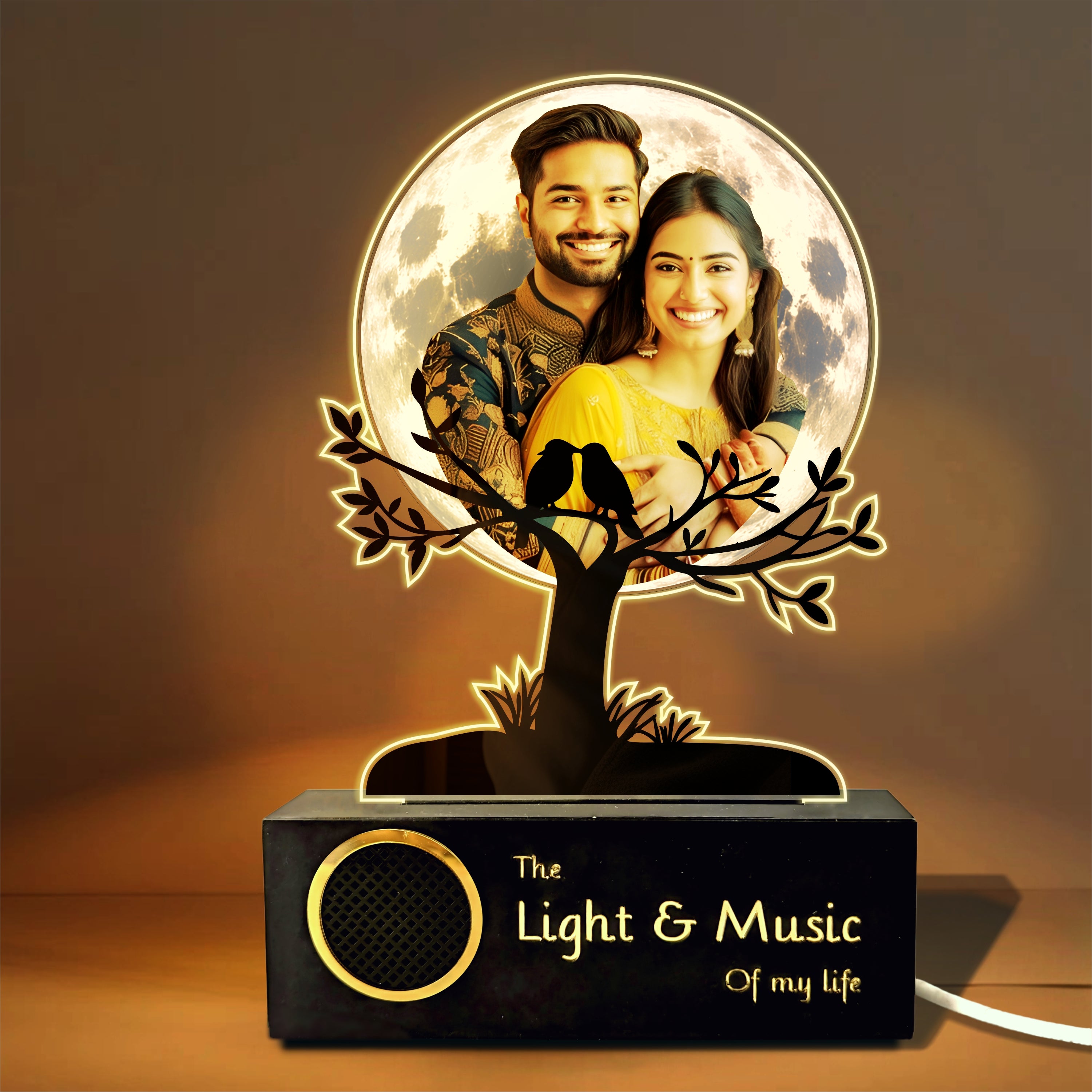 By My Side – Personalized Photo Lamp with Wooden Base, Acrylic Moon Light for Couples, Romantic Gift for Valentine’s Day & Anniversary