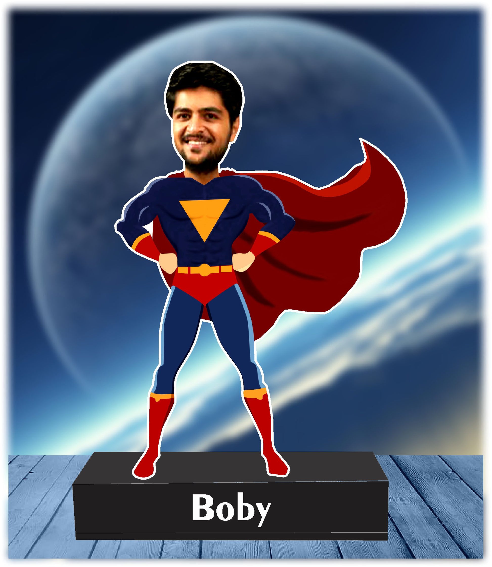 My superhero caricature standee