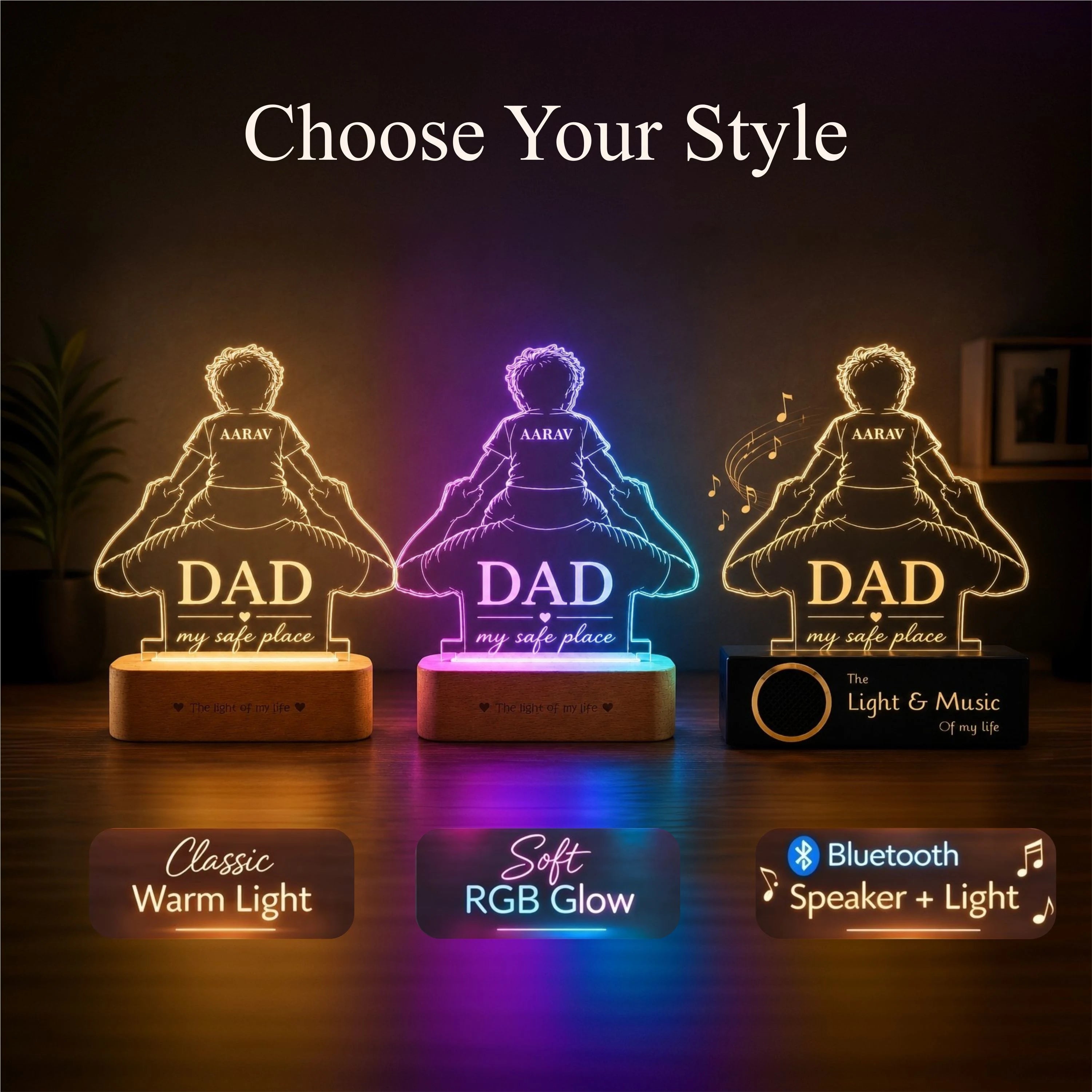 The World You Showed Me – Personalized Dad Lamp