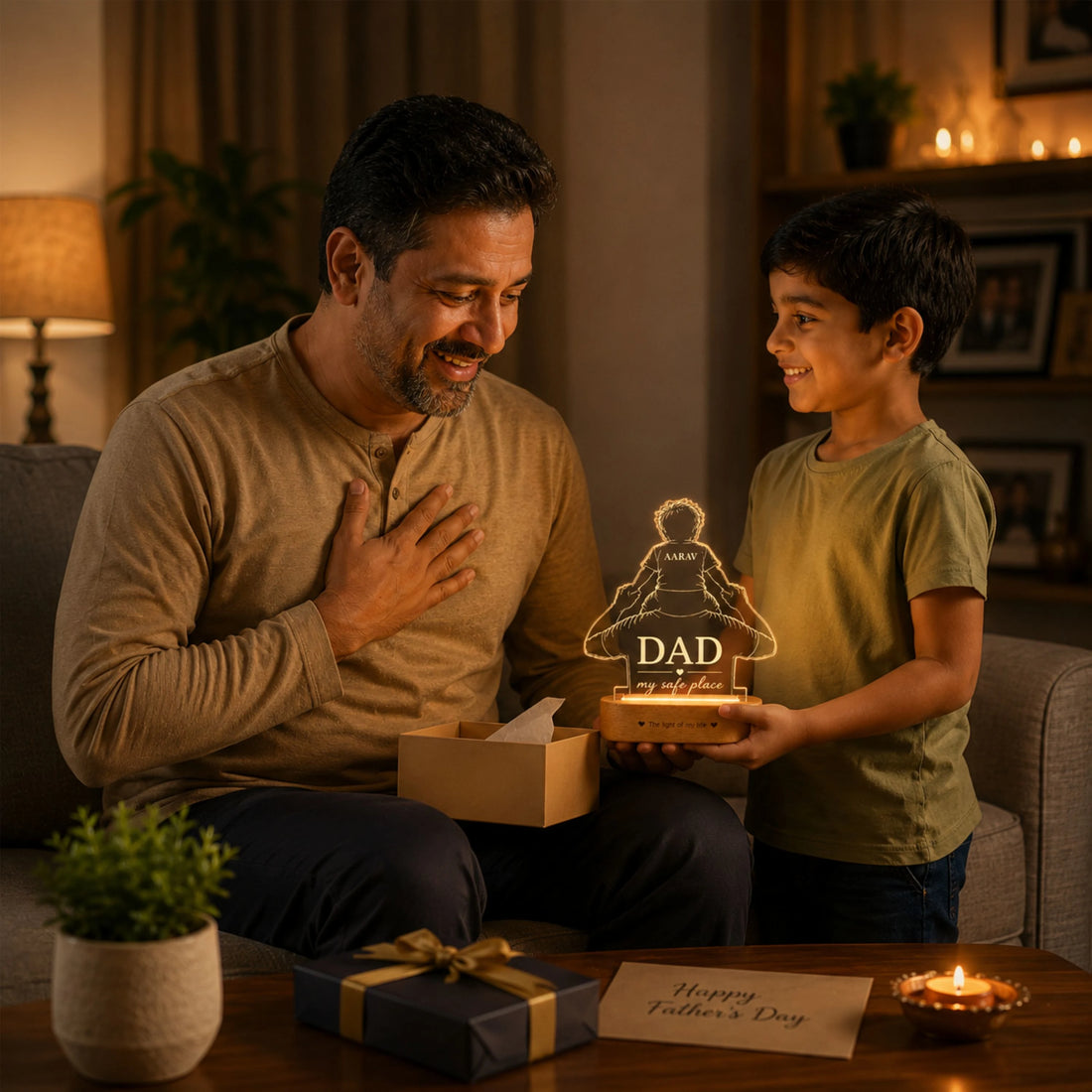 The World You Showed Me – Personalized Dad Lamp