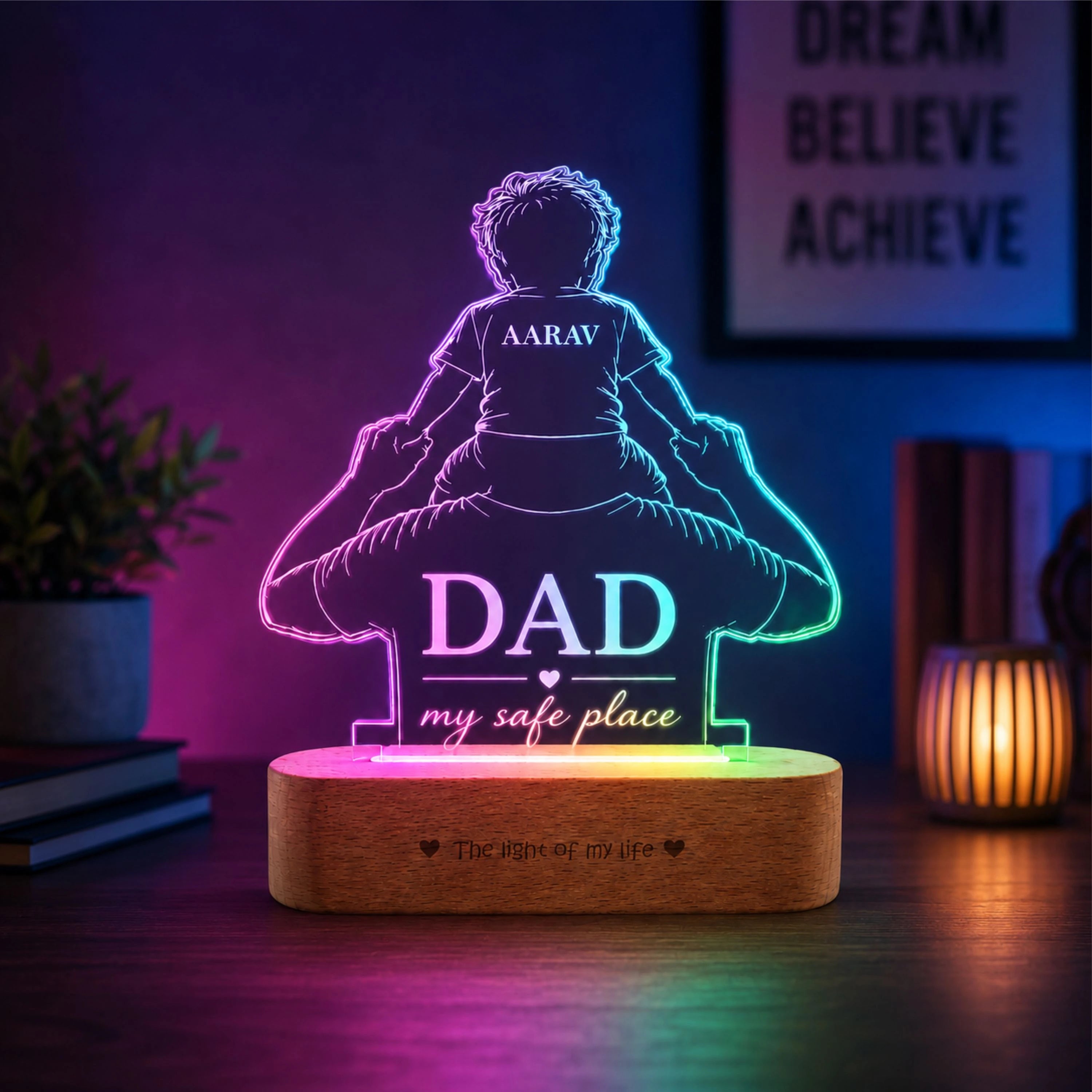 The World You Showed Me – Personalized Dad Lamp