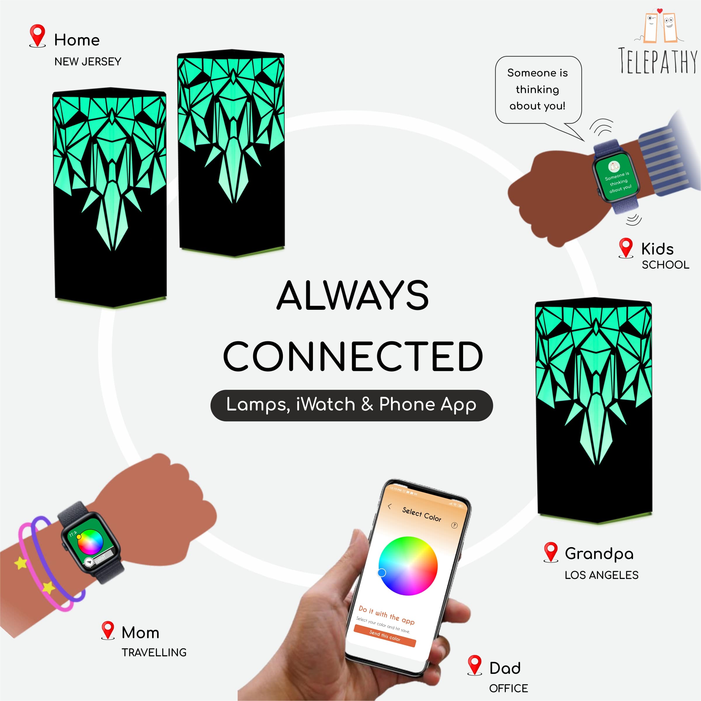 Telepathy - Raining Diamonds (Set of 2 Lamps)