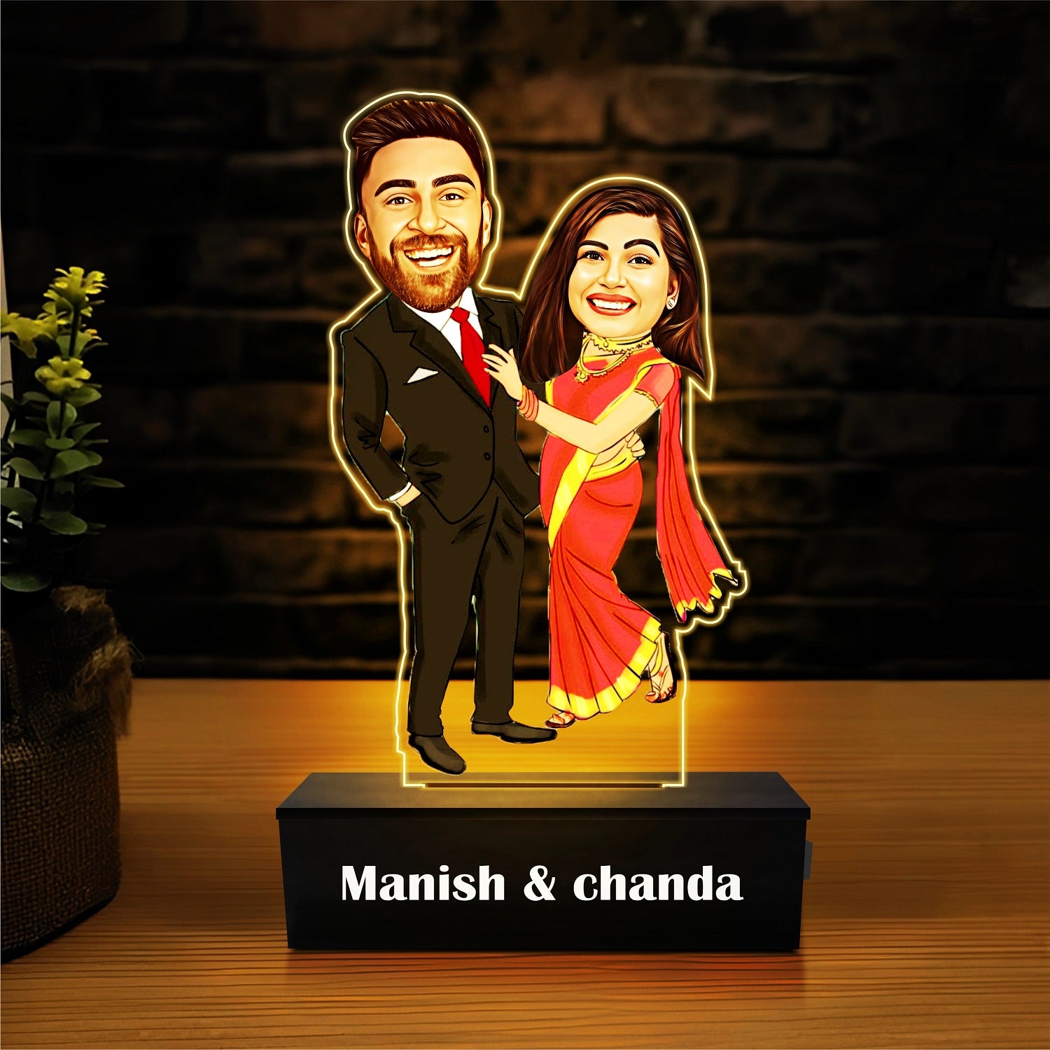 Dashing couple caricature gift