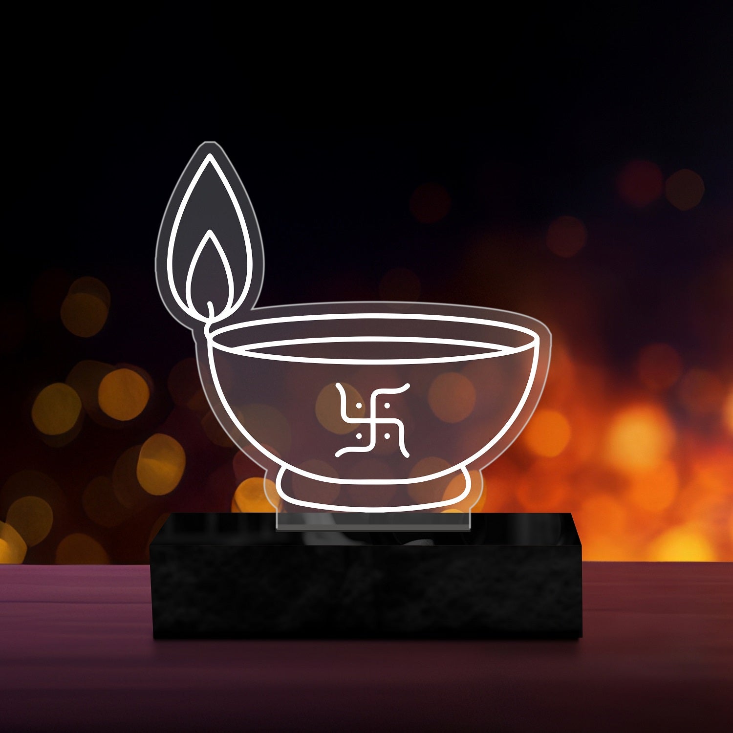 Acrylic LED Diya for Diwali Light Decoration – Works on AA Cell