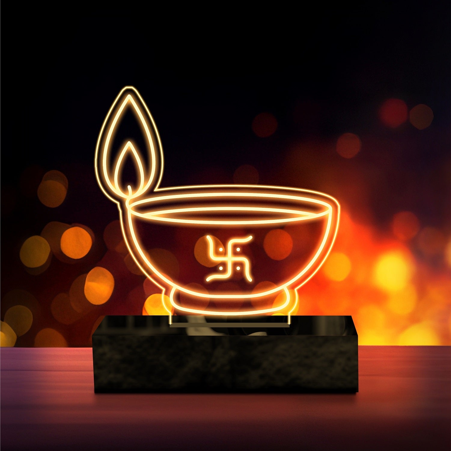 Acrylic LED Diya for Diwali Light Decoration – Works on AA Cell