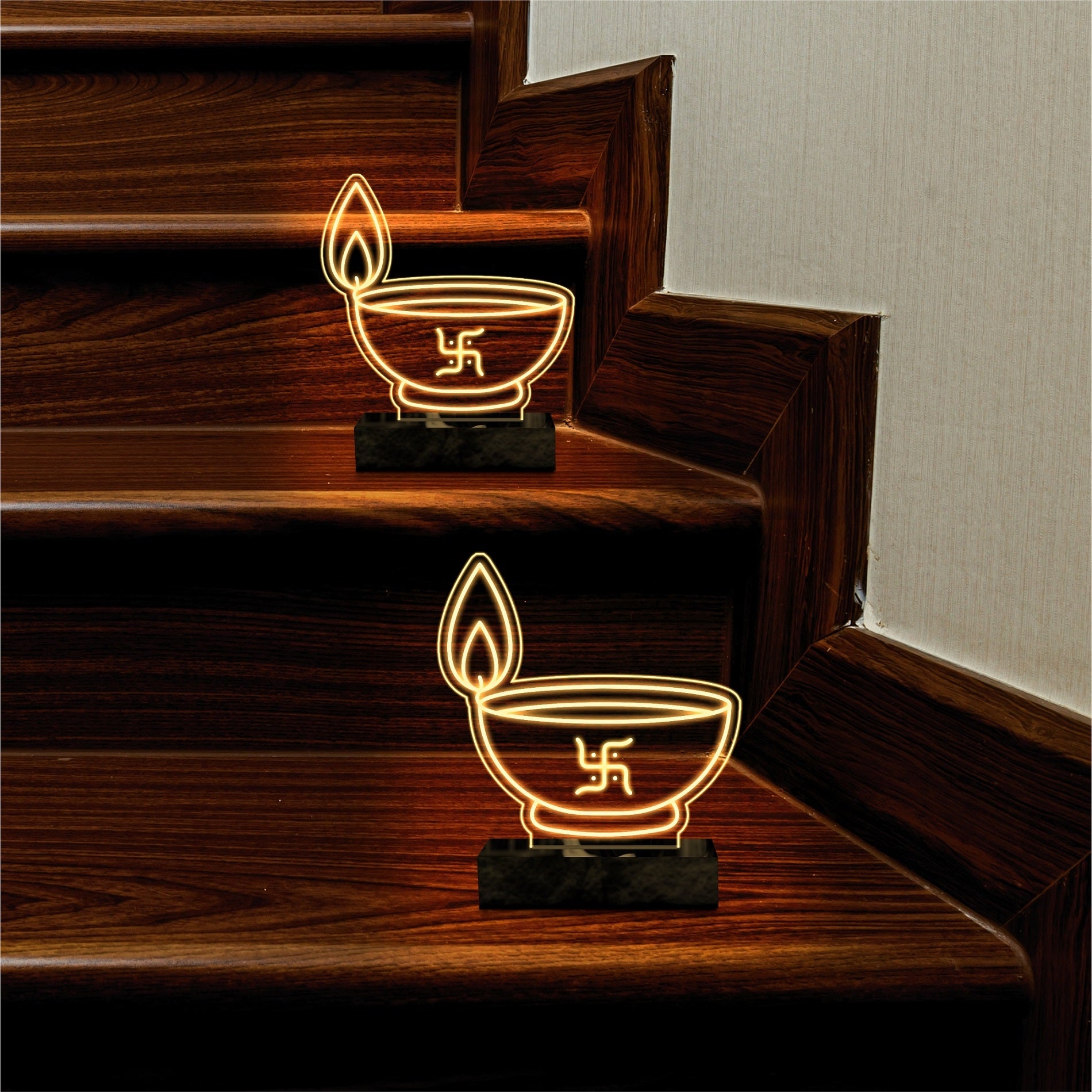 Acrylic LED Diya for Diwali Light Decoration – Works on AA Cell