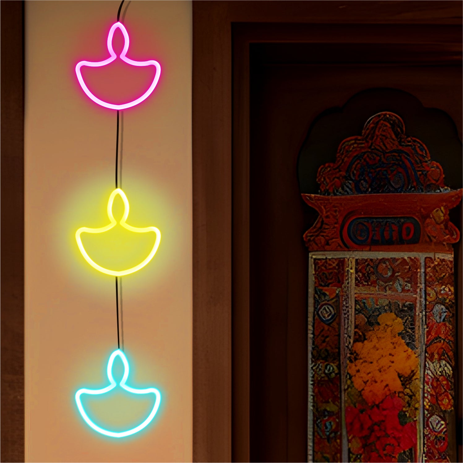 Neon Diya String for Diwali Light Decoration