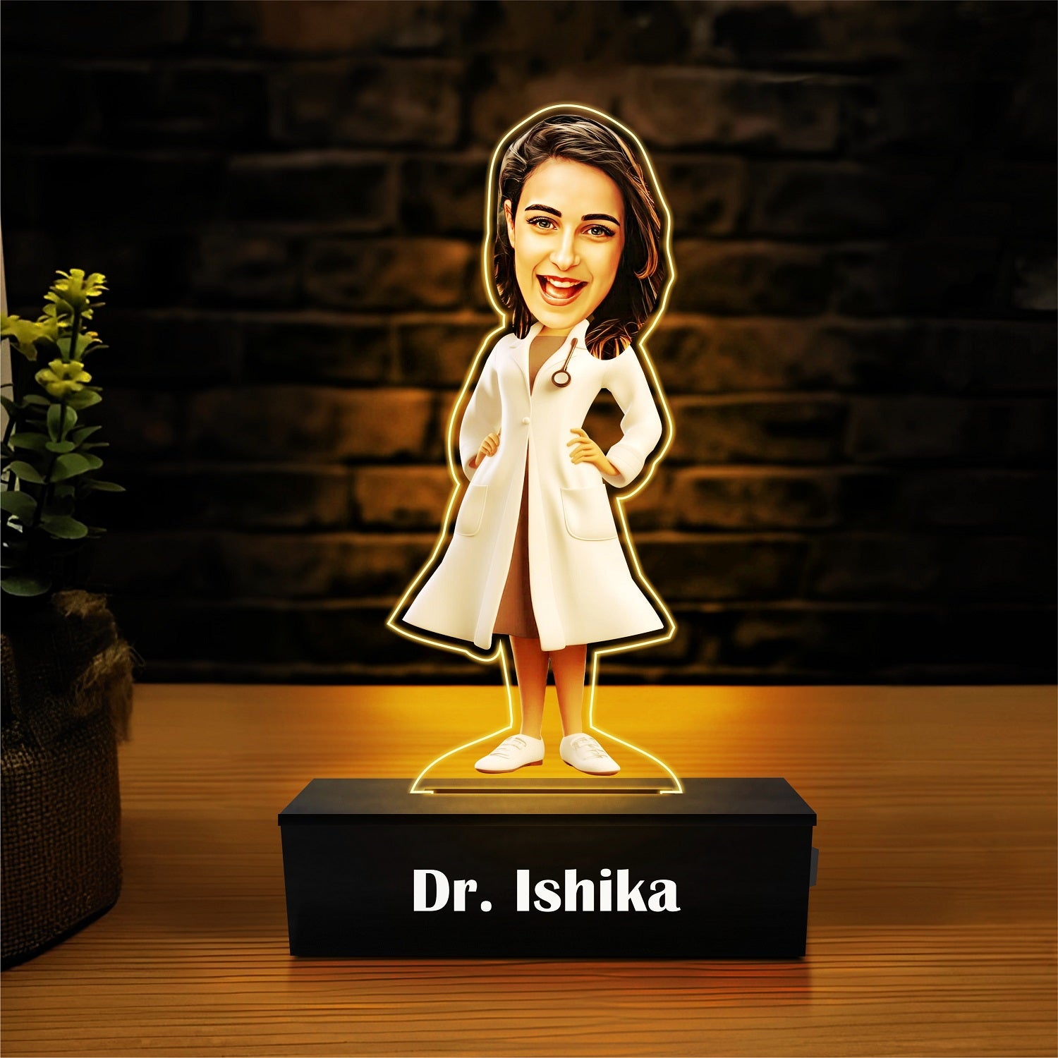 Doctors 3D Feel Tribute: Personalized Acrylic Caricature for Female Doctors