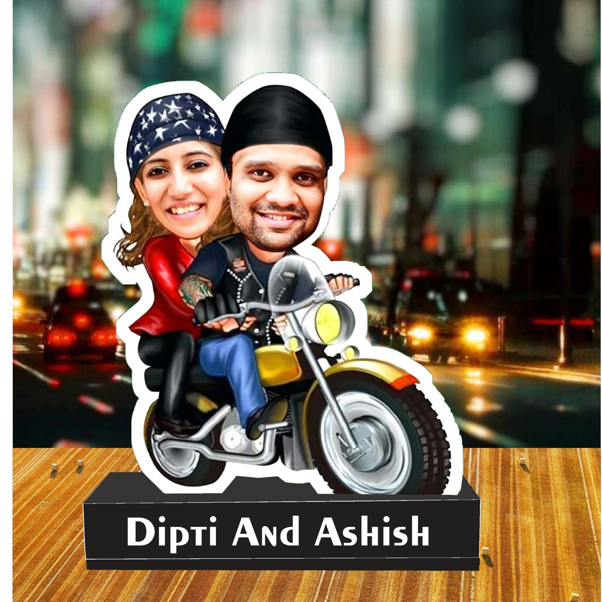 Personalized Travel loving couple caricature standee