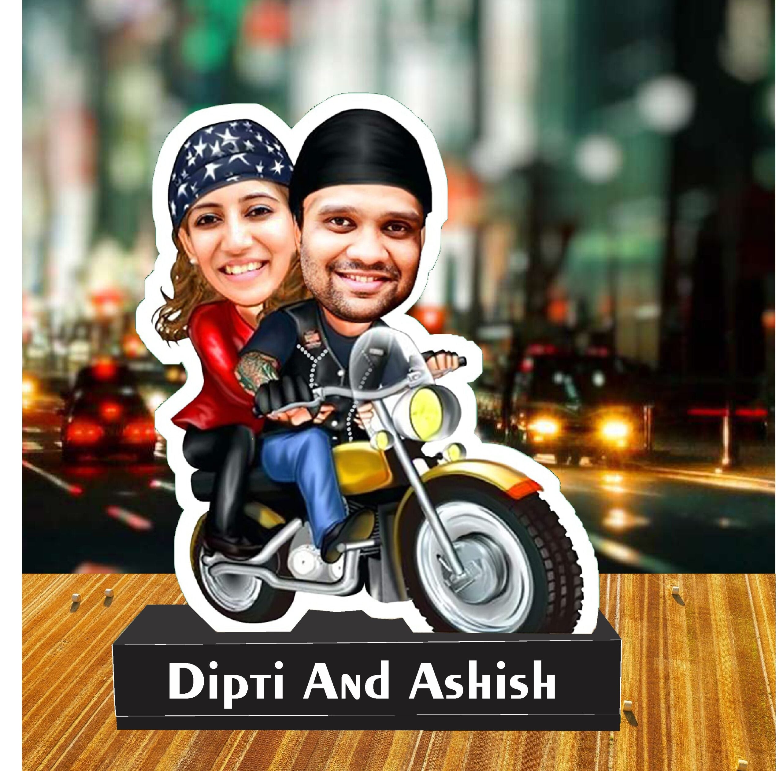 Personalized Travel loving couple caricature standee