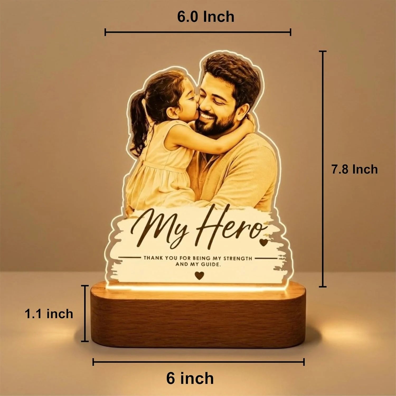 My Hero Personalized Photo Lamp for Dad