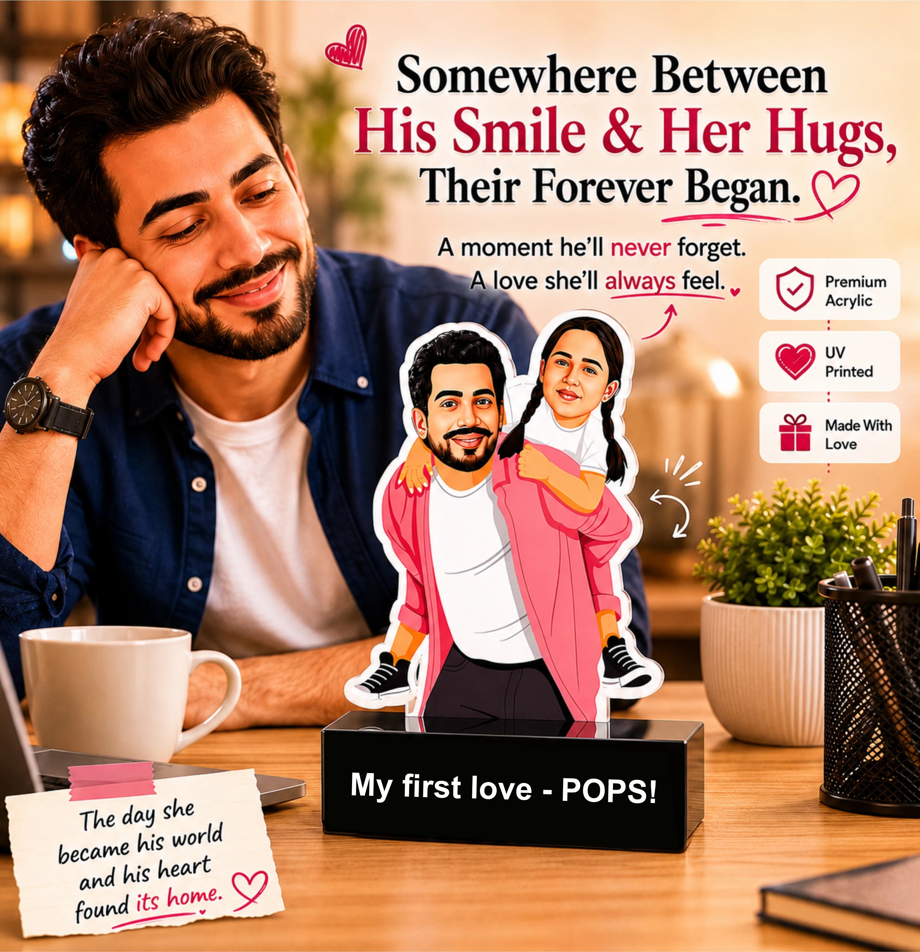 Pops, My First Love - Caricature for father's day