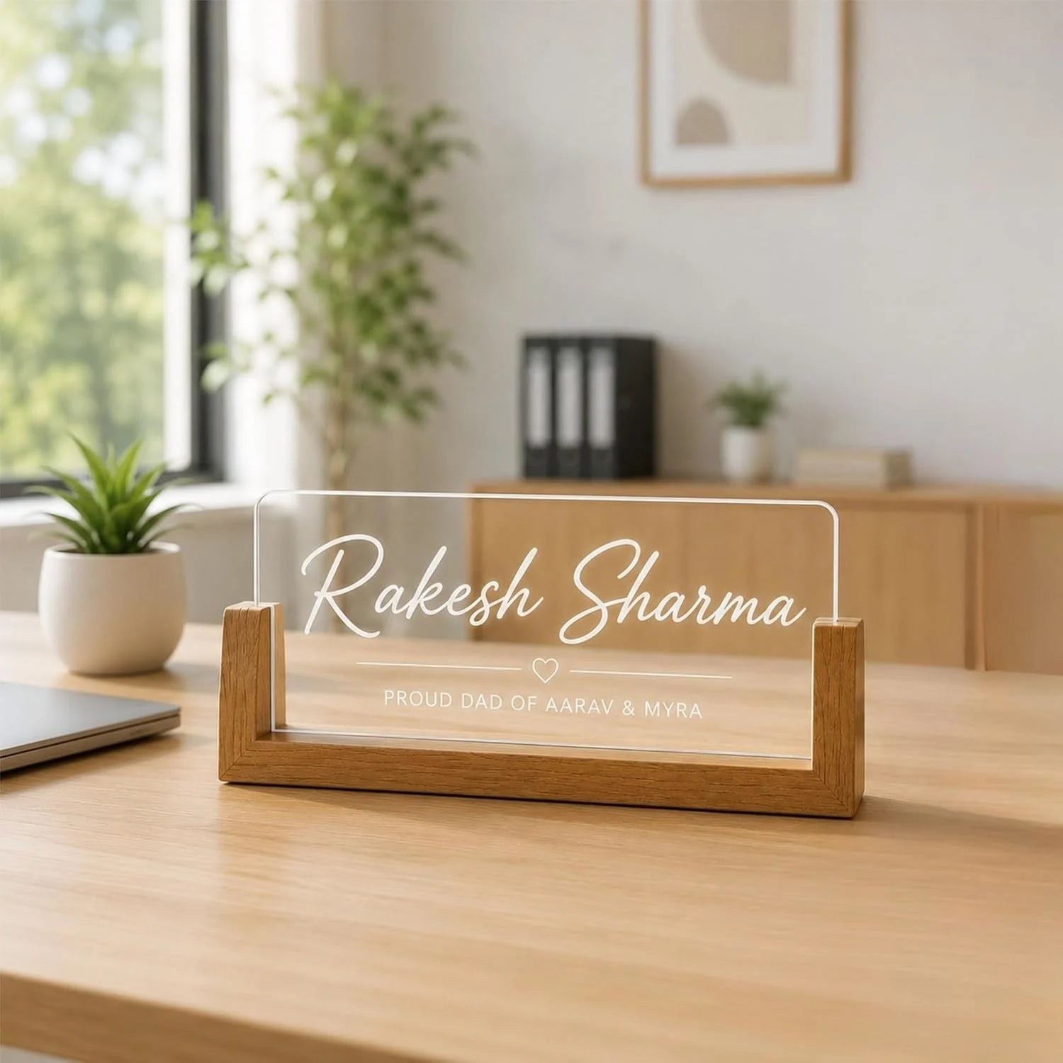 Personalized LED Desk Name Plate for Office Table