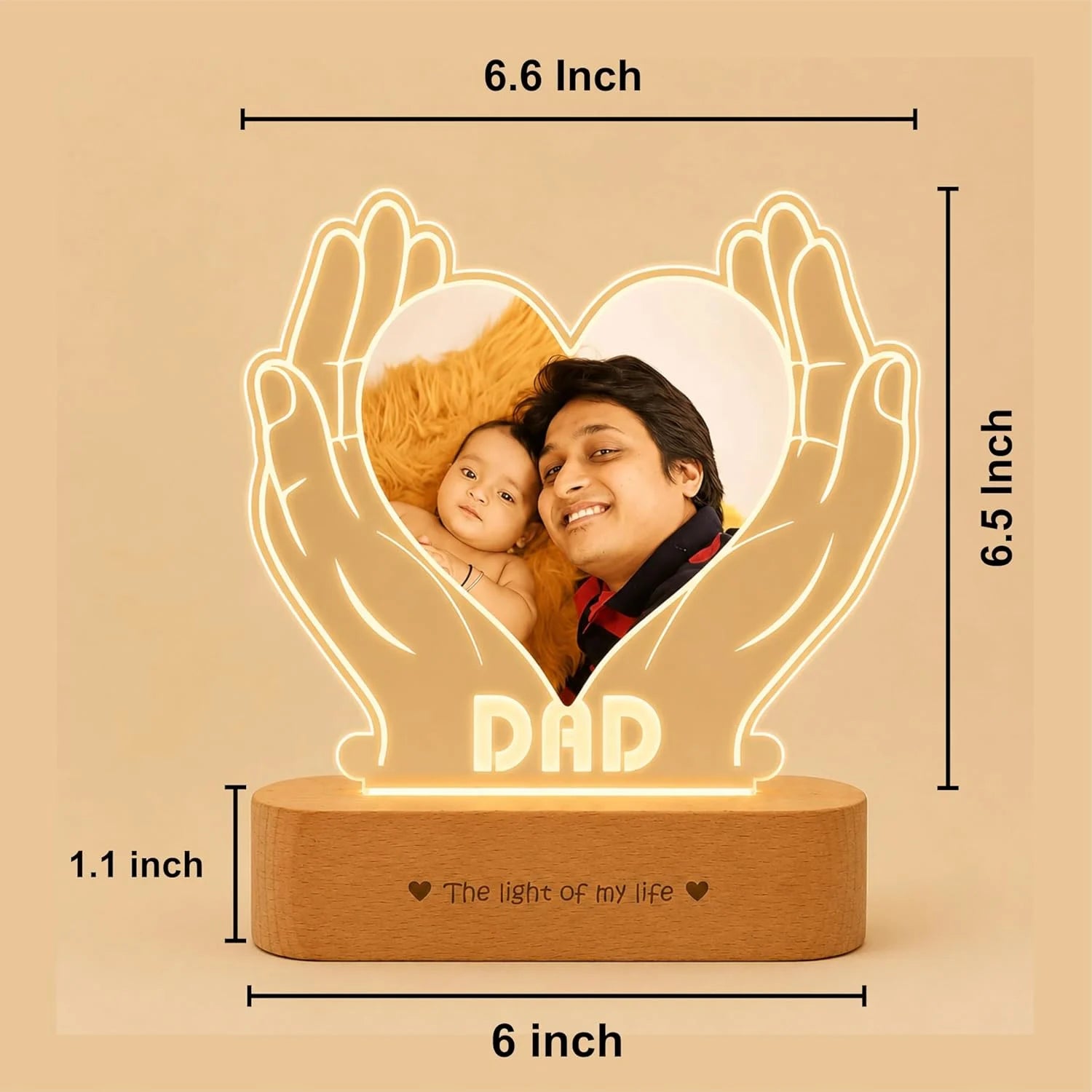 Heartfelt Gift for Dad – Personalized LED Lamp with Photo
