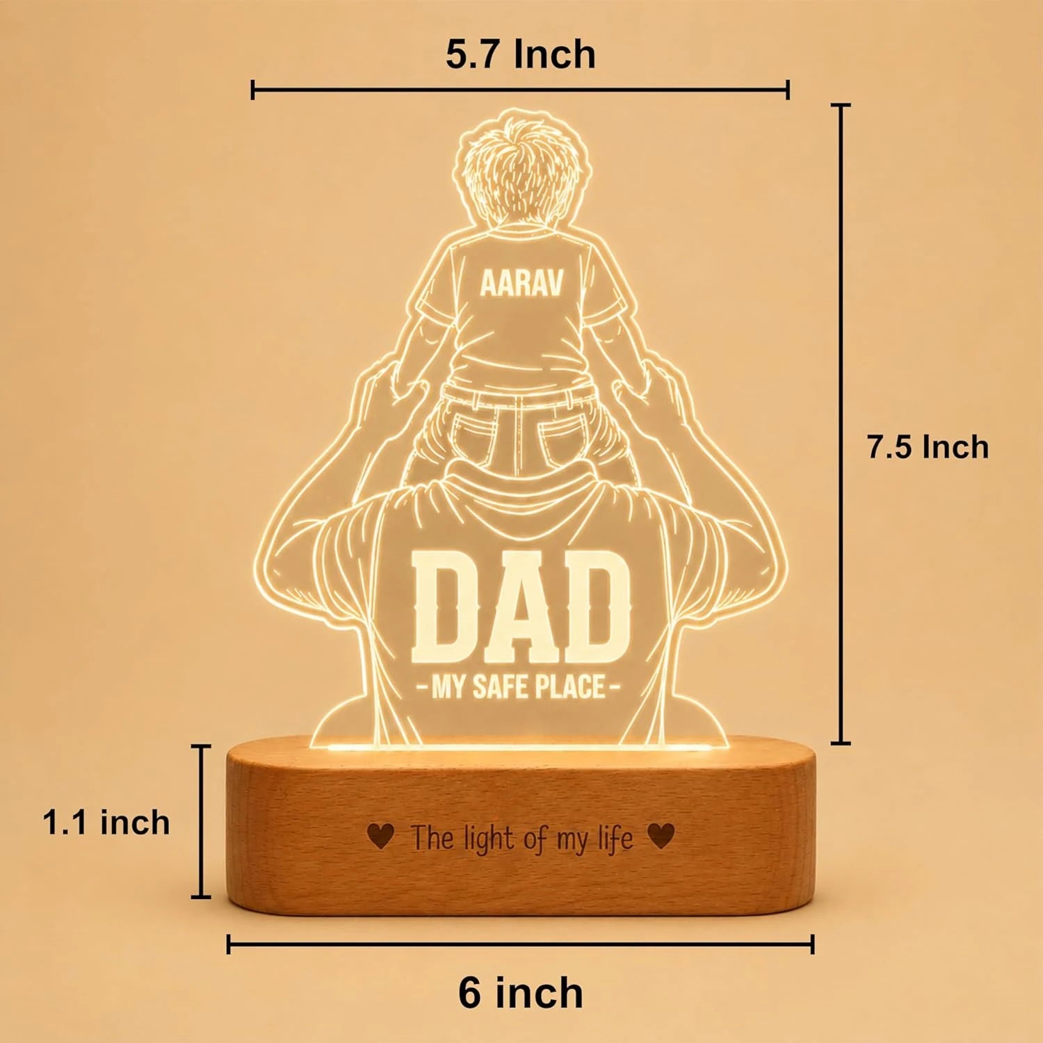 The World You Showed Me – Personalized Dad Lamp