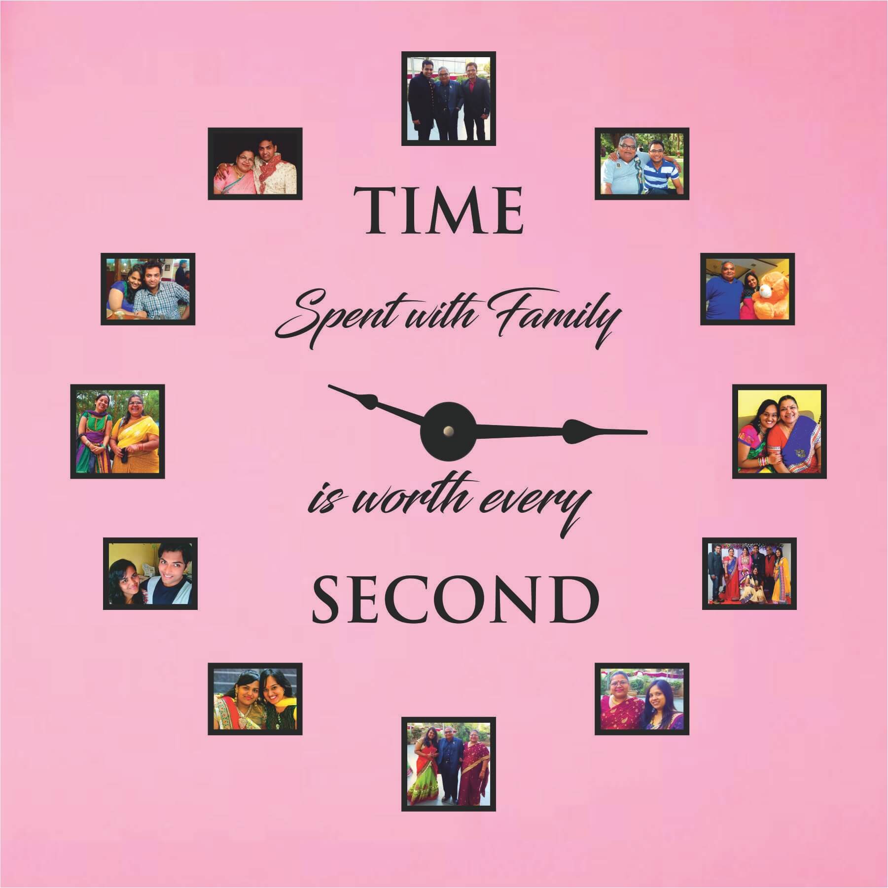 family photo frame with clock