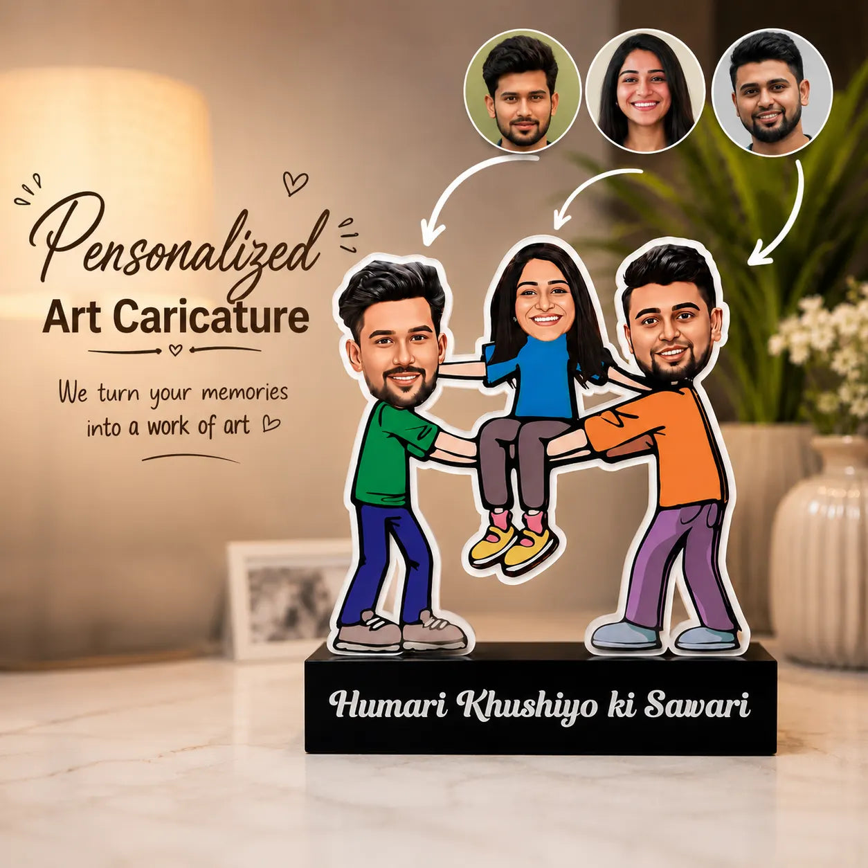 Khushiyo Ki Sawari Caricature: Rakhi Gift for Two Brothers and One Sister