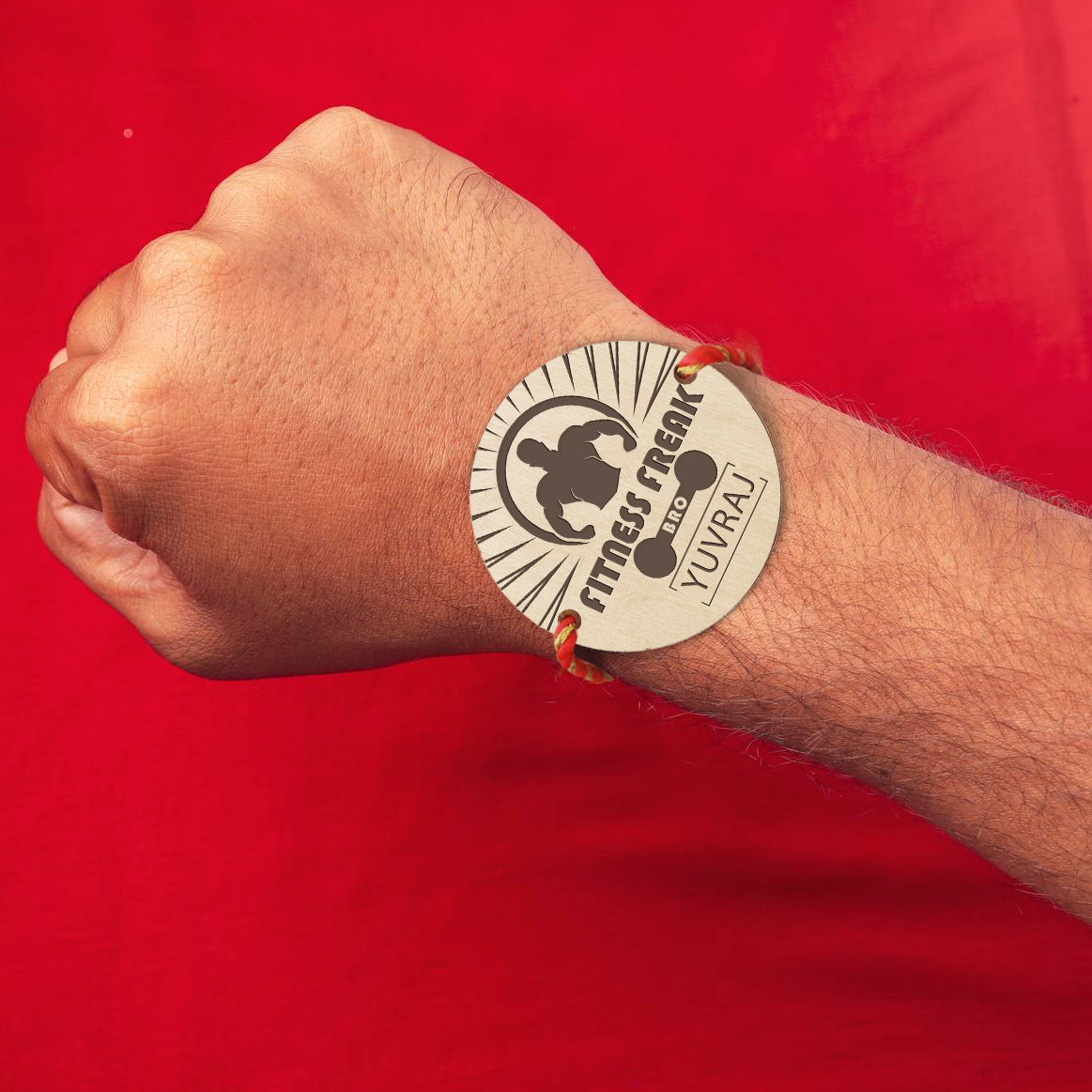 fitness freak bro personalized rakhi