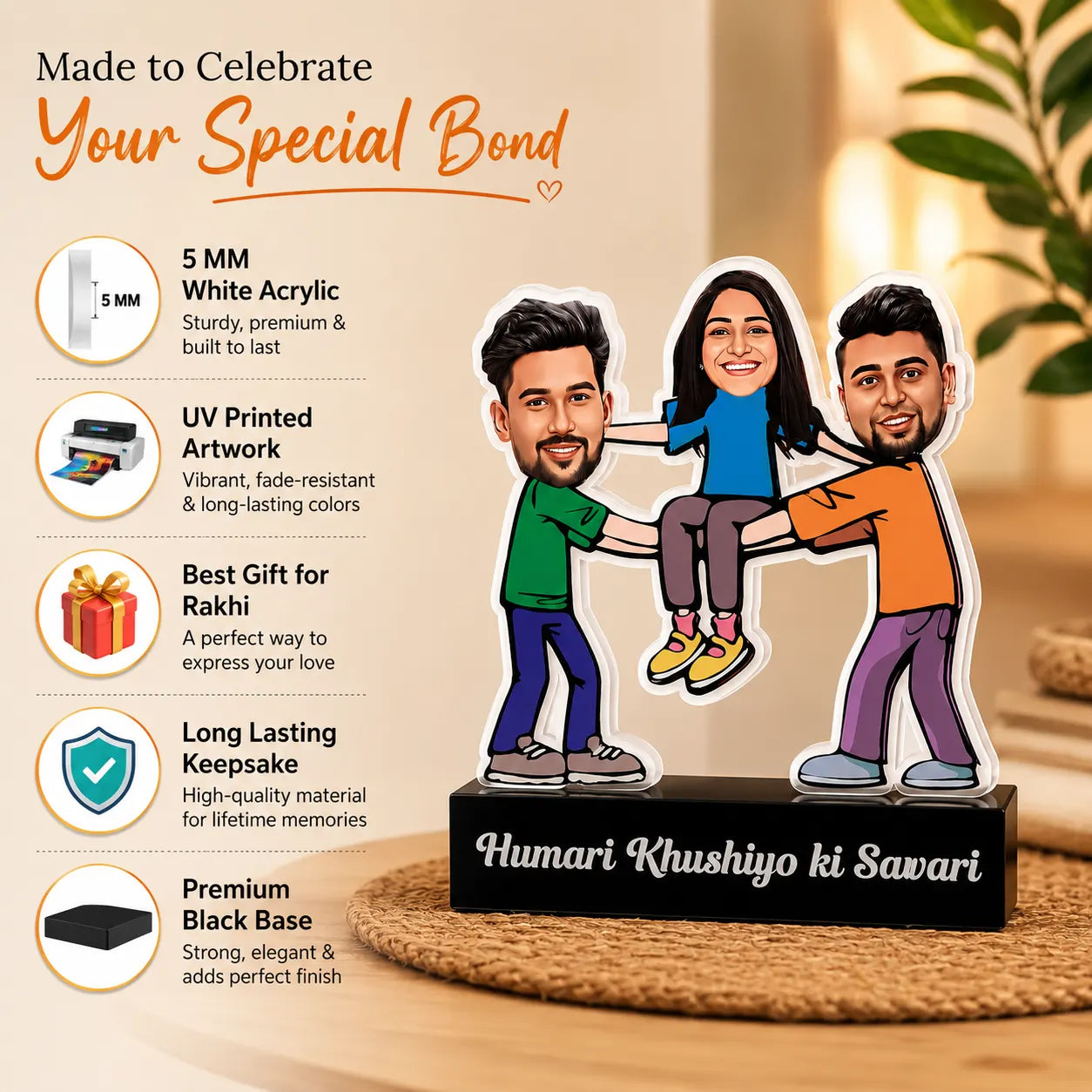 Khushiyo Ki Sawari Caricature: Rakhi Gift for Two Brothers and One Sister