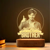 No.1 Brother – Photo Gift for Brother India | Custom Engraved Acrylic Lamp with Wooden Base (9x6