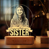 No.1 Sister – Photo Gift for Sister India | Personalized Engraved Acrylic Lamp with Wooden Base (9x6