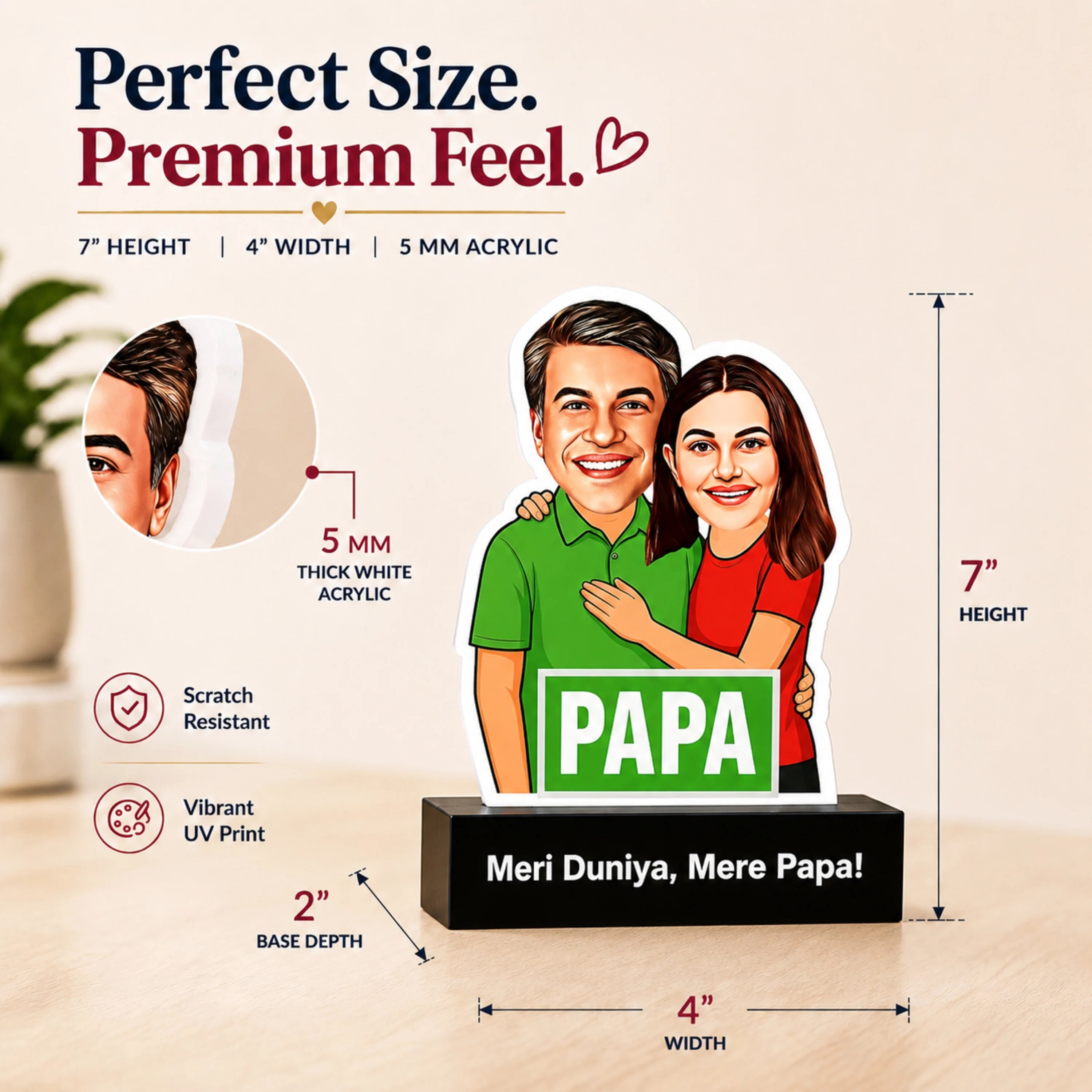 Mere Papa, Meri Duniya – Personalized Caricature Gift for Dad from Daughter
