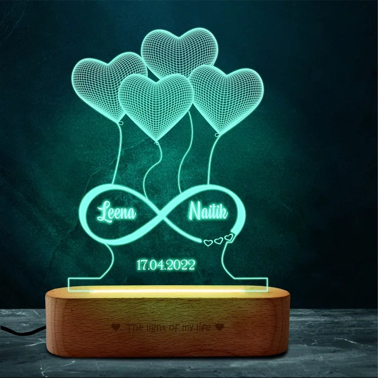 Anniversary Gift - Heart Lamp With Names