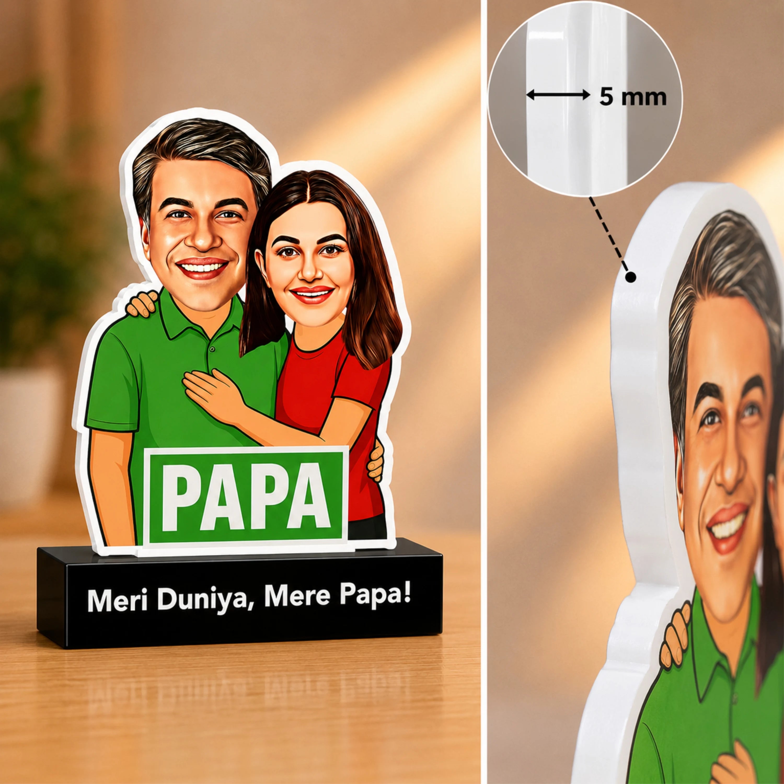 Mere Papa, Meri Duniya – Personalized Caricature Gift for Dad from Daughter