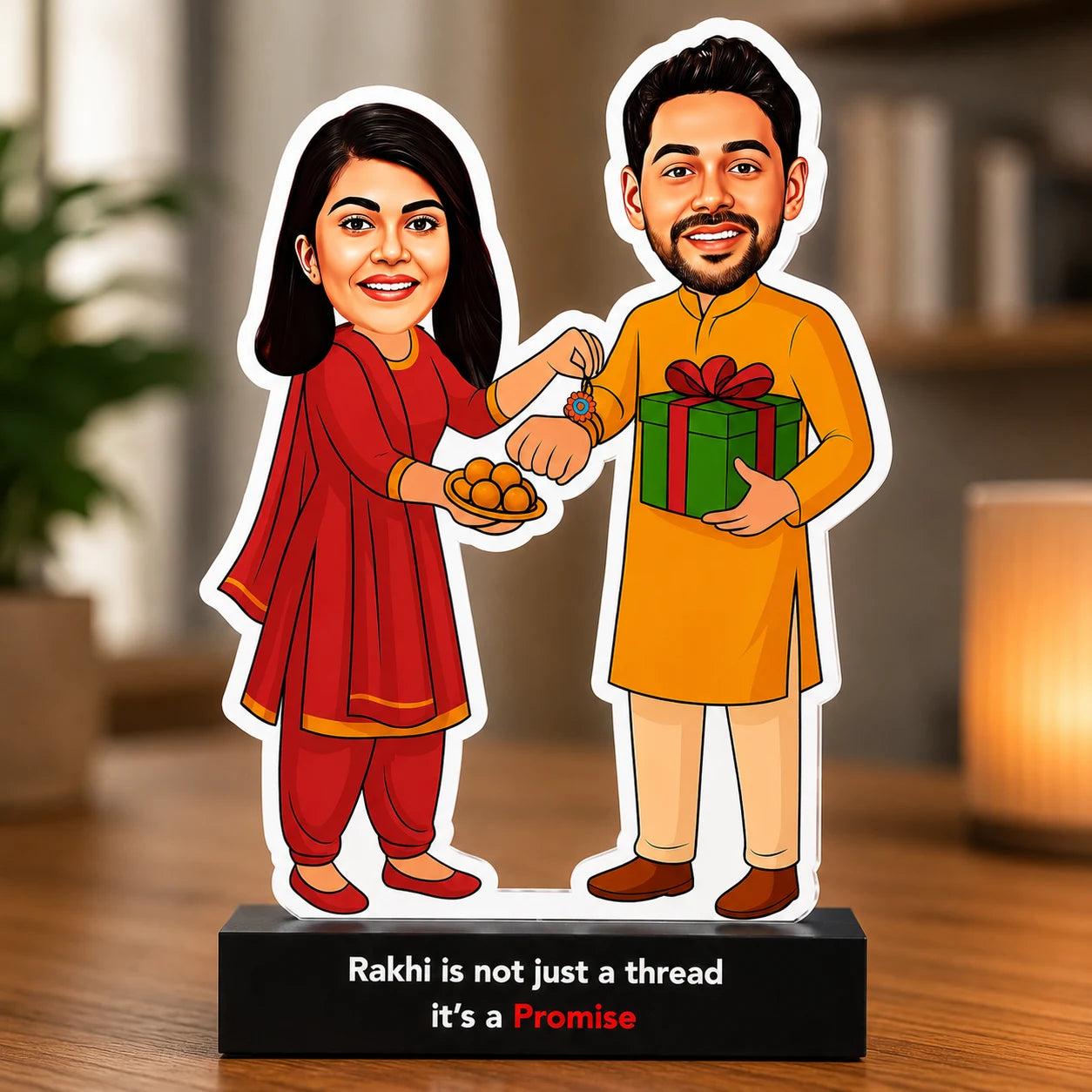 The Promise – Emotional Rakhi Gift for Brother India | Personalized Caricature Standee (6x4")