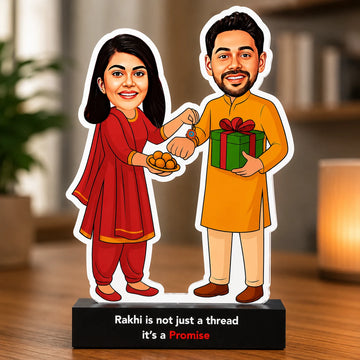 The Promise – Emotional Rakhi Gift for Brother India | Personalized Caricature Standee (6x4")
