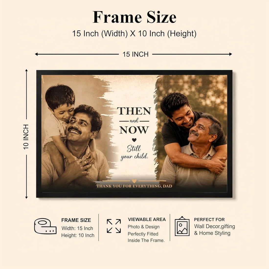 Then & Now Personalized Photo Frame for Dad